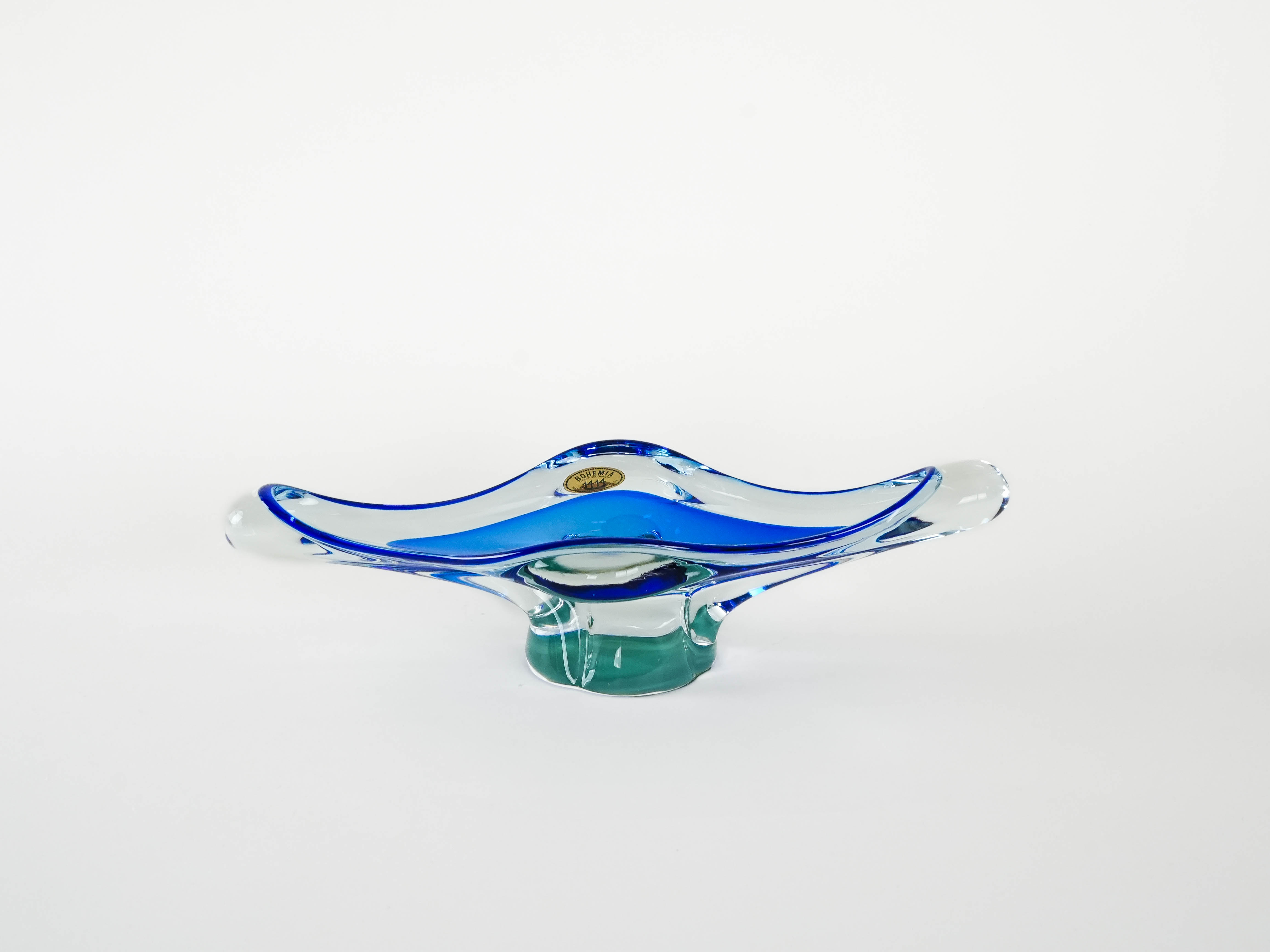 Bohemian Plate Blue Transparent 1970s