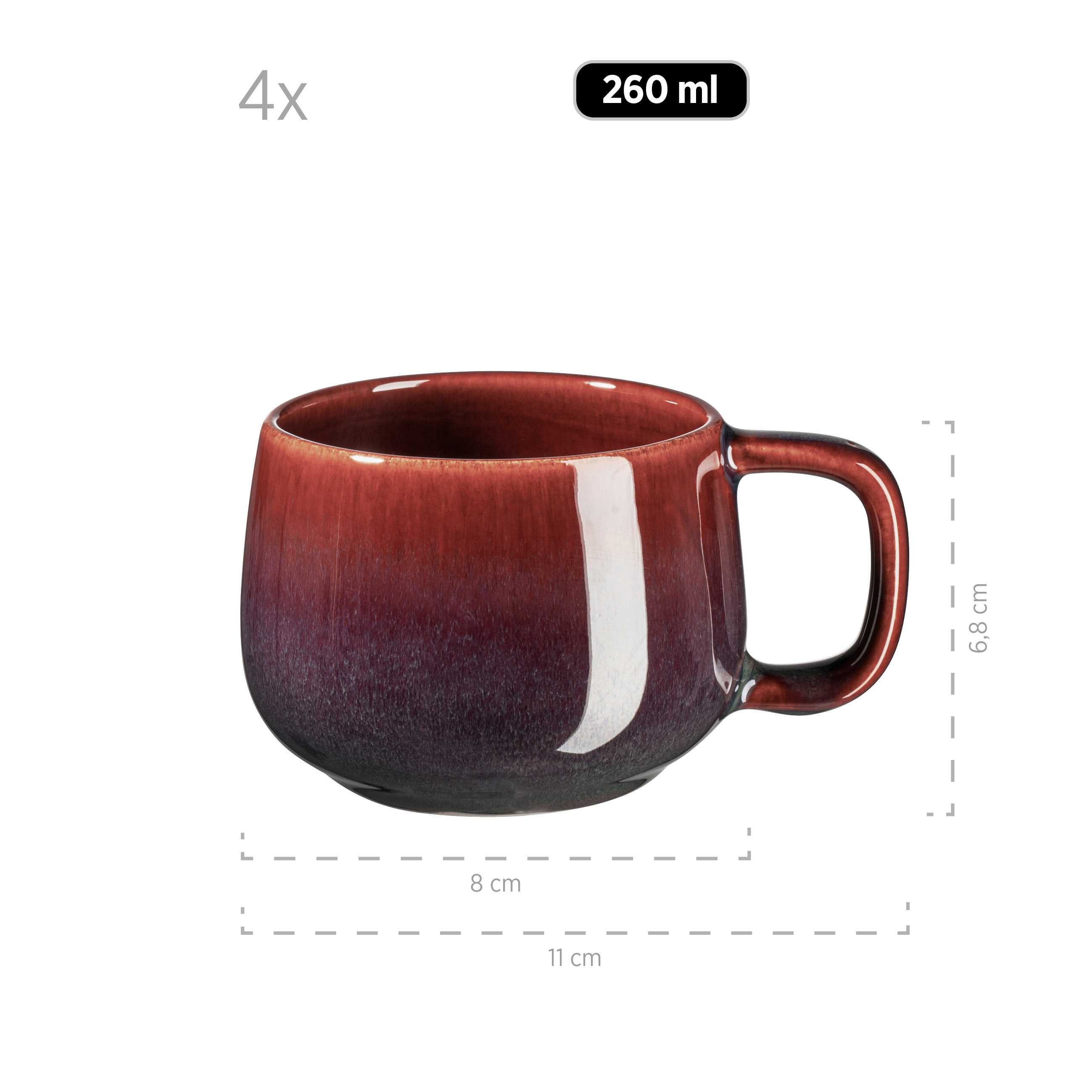 12x Kaffeeservice Jungle Keramik Mehrfarbig
