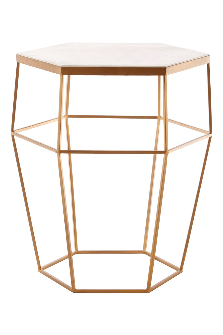 Shalimar Achteckiger Marmor und Gold Beistelltisch
