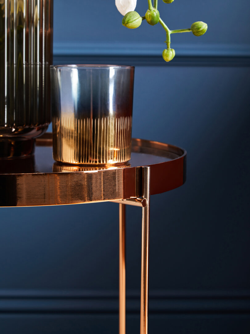 Allure Silberner Spiegelglas Runder Beistelltisch
