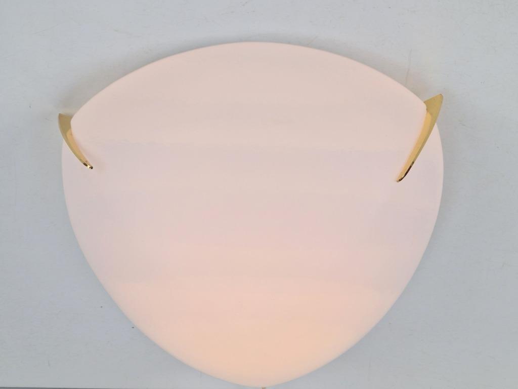Vintage Deckenleuchte Glas Messing Weiß 1970er Jahre 