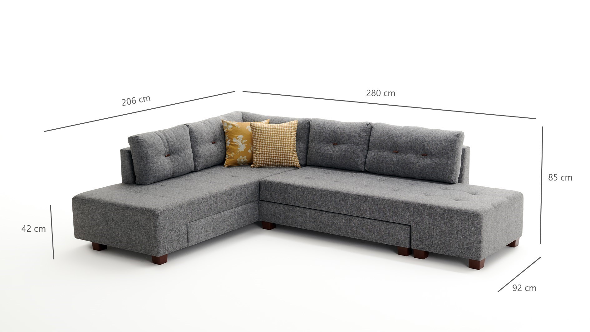 Manama Corner Sofa Bed Left - Grey