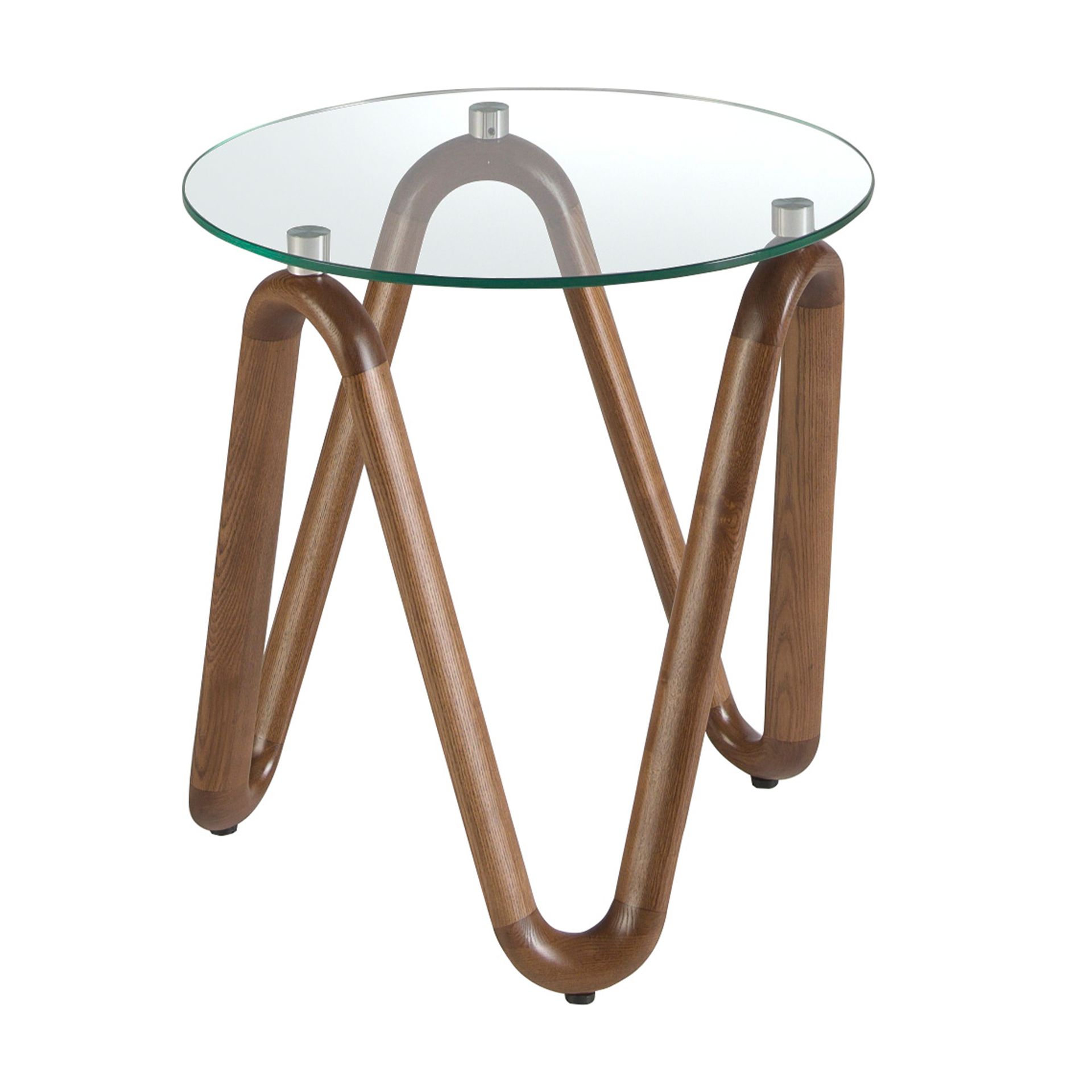 Runder Beistelltisch Glas Nussbaum