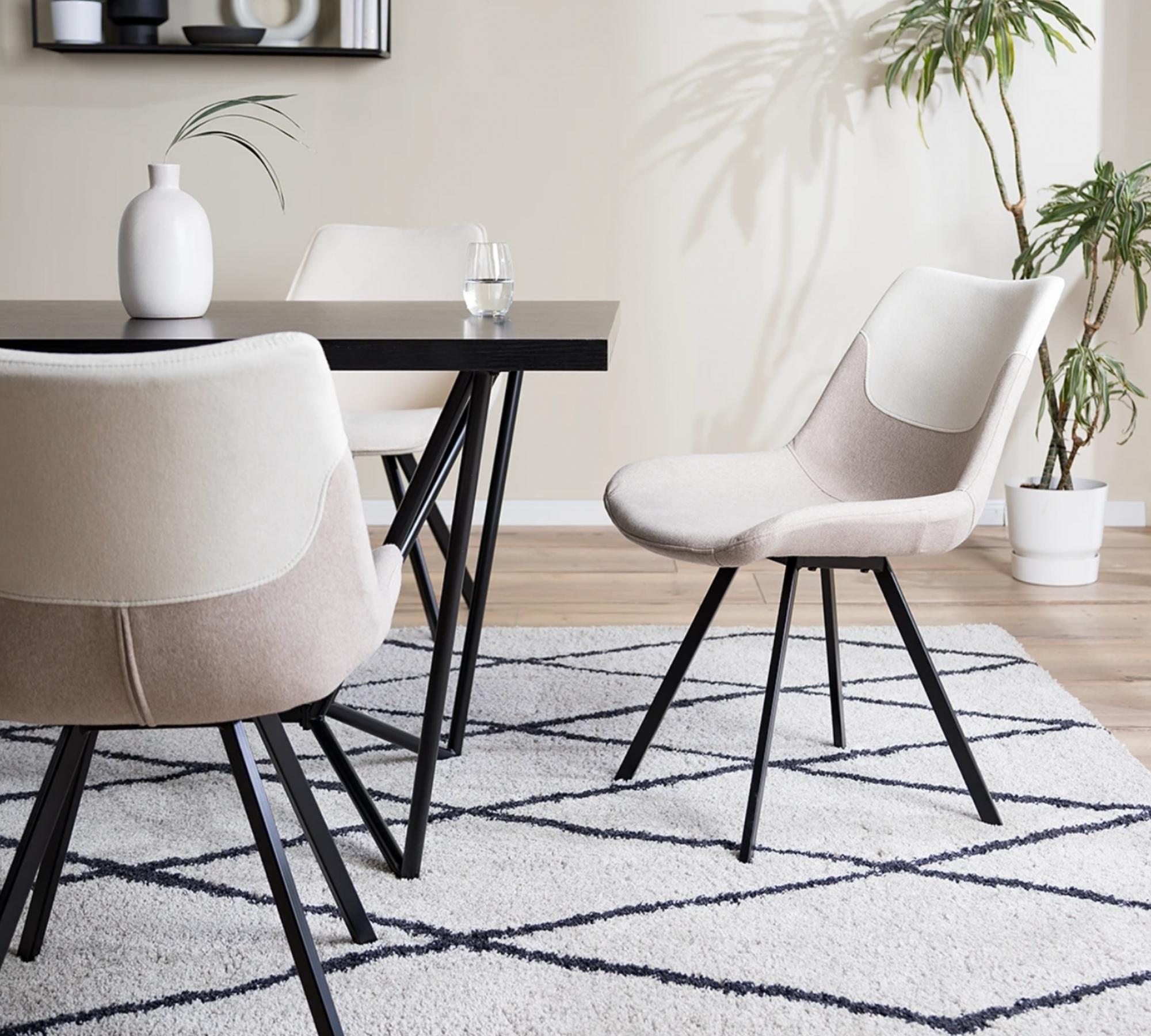 2x Esszimmerstuhl Webstoff Beige