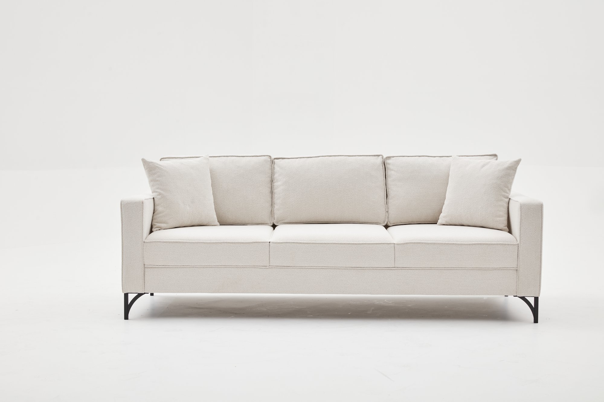 Lima Sofa 3-Sitzer Creme mit schwarzen Beinen