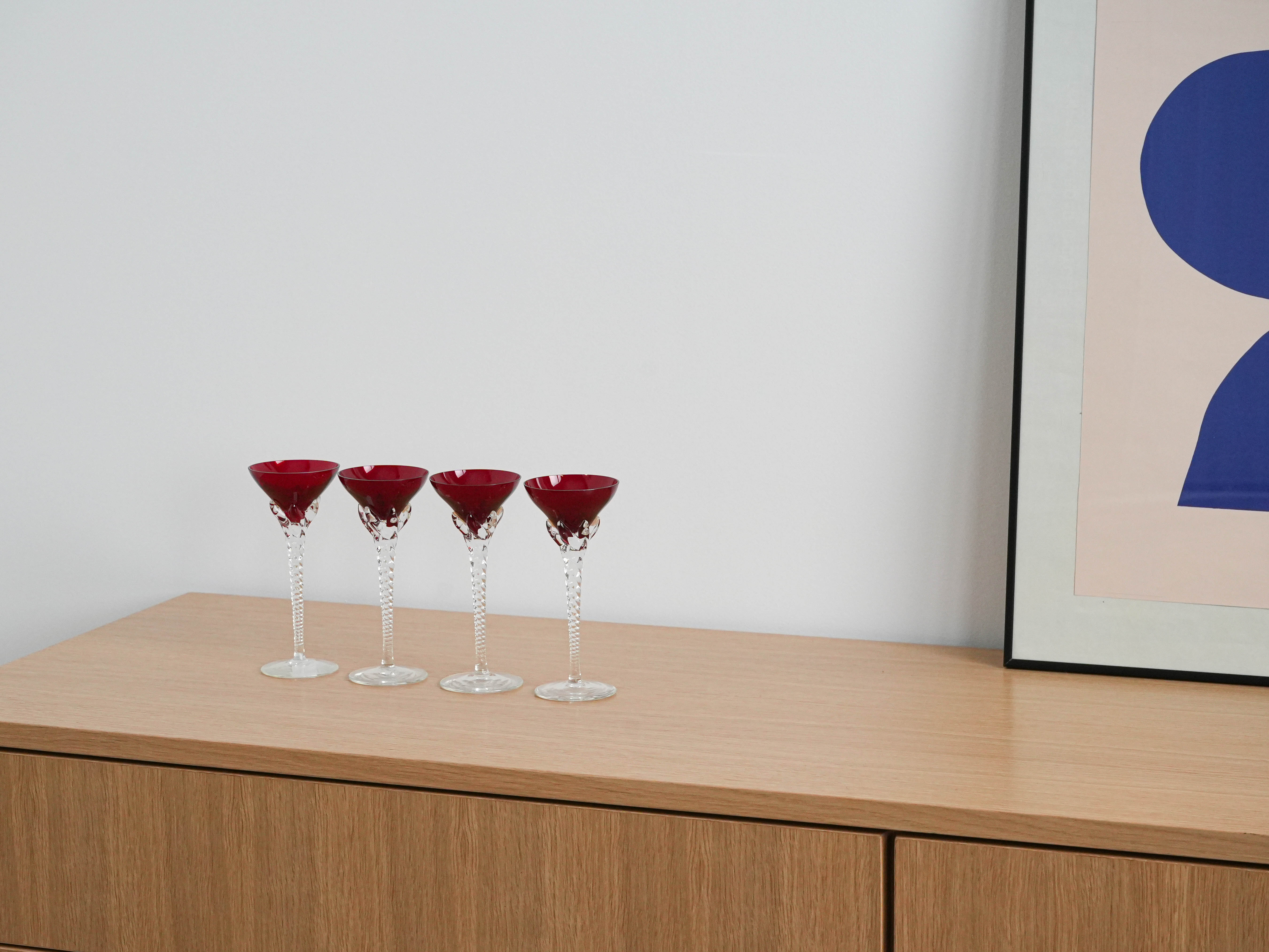 4x Glasses Ruby Red