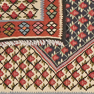 Kilim Senneh Teppich Braun