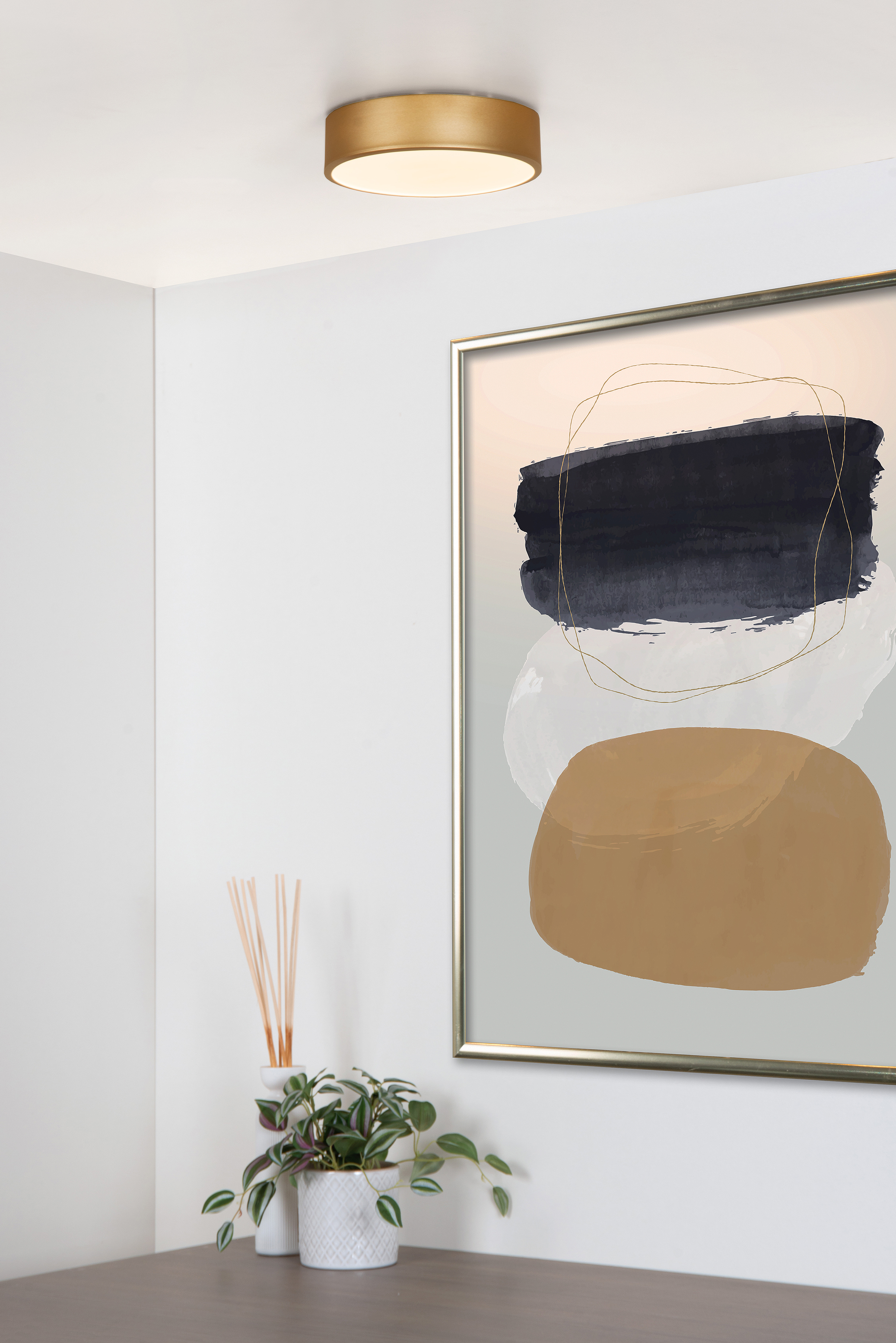 Unar Ceiling light Acrylic glass Gold Ø 20cm