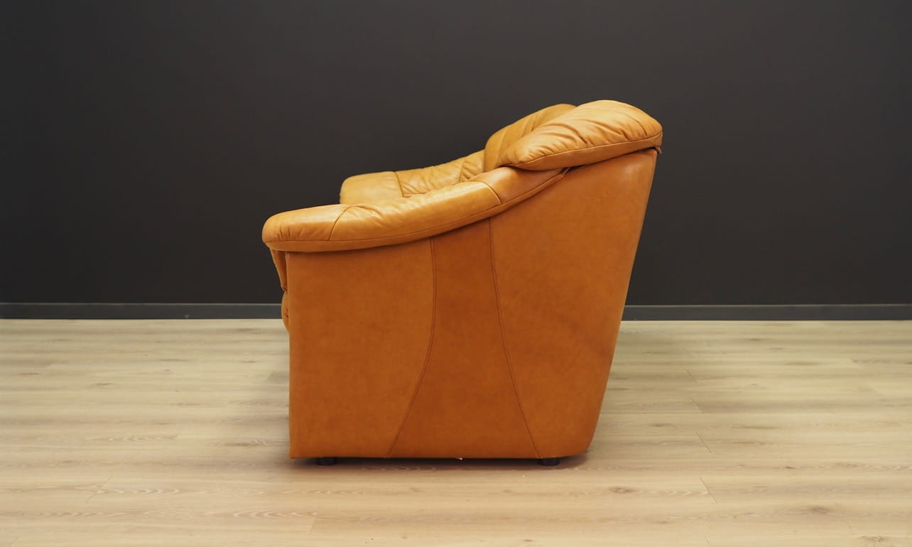 Vintage Sofa 3-seater and armchair Leather Cognac 1970s