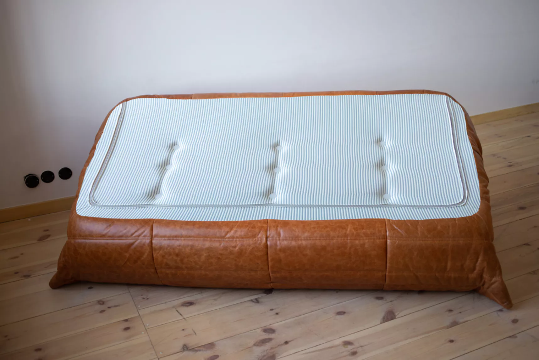 Set Lounge Togo 4 pezzi pelle Pull-Up marrone pino