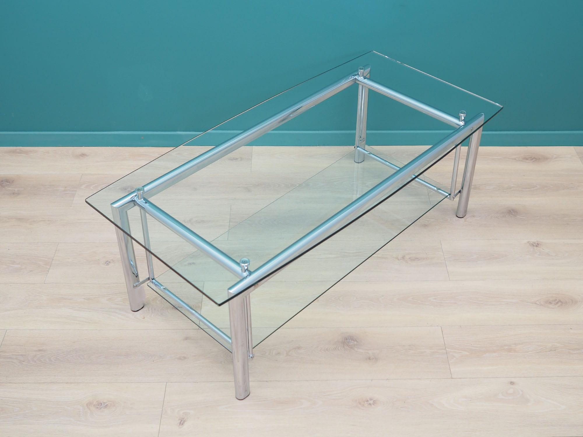 Vintage Coffee Table Glass Metal Transparent 1970s