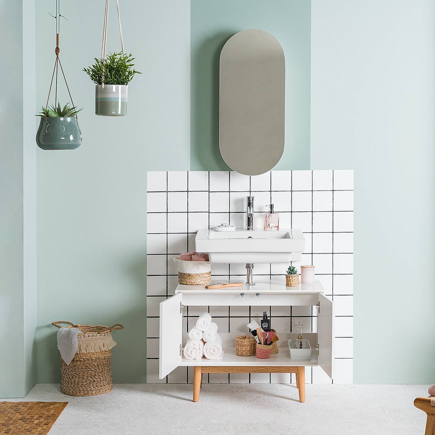 Mirror cabinet LINDHOLM oval White