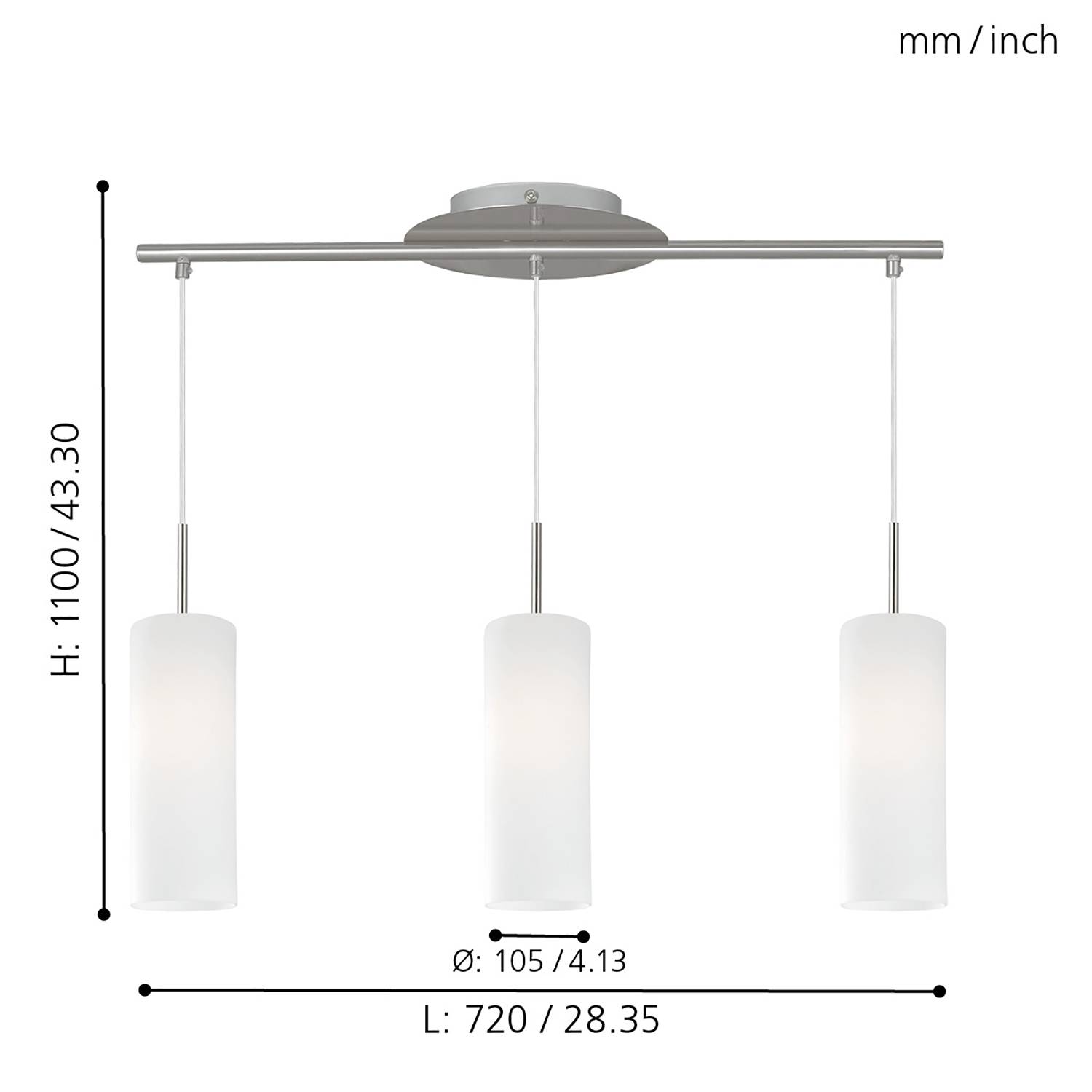 Troy Elegance II Pendelleuchte 3-Flammig Silber