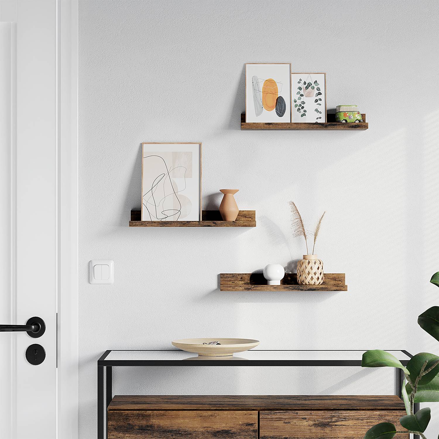 3x Wandboard Cottondale mit Rand Dunkelbraun