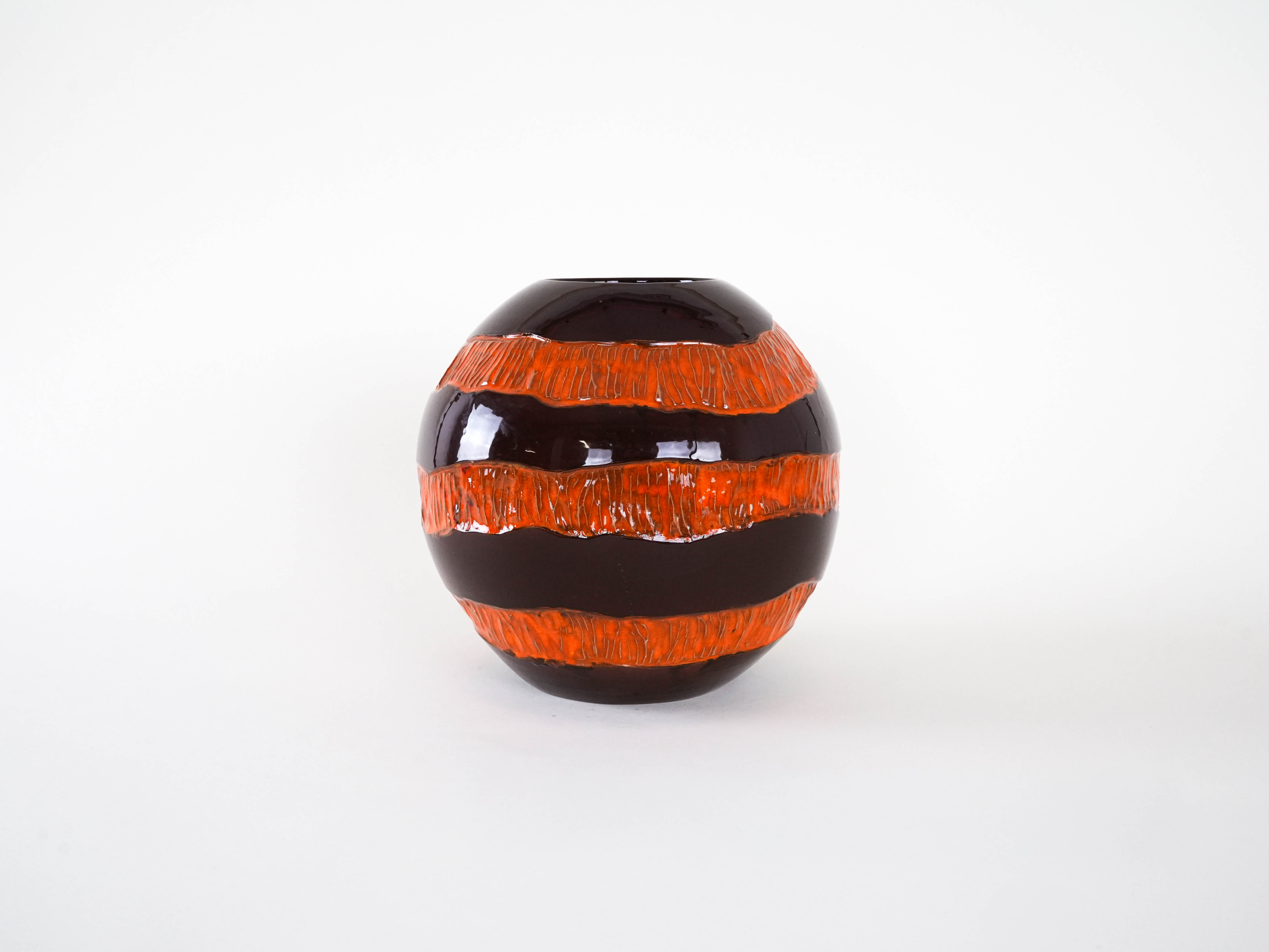 Keramikvase Schwarz Rot 1960er Jahre