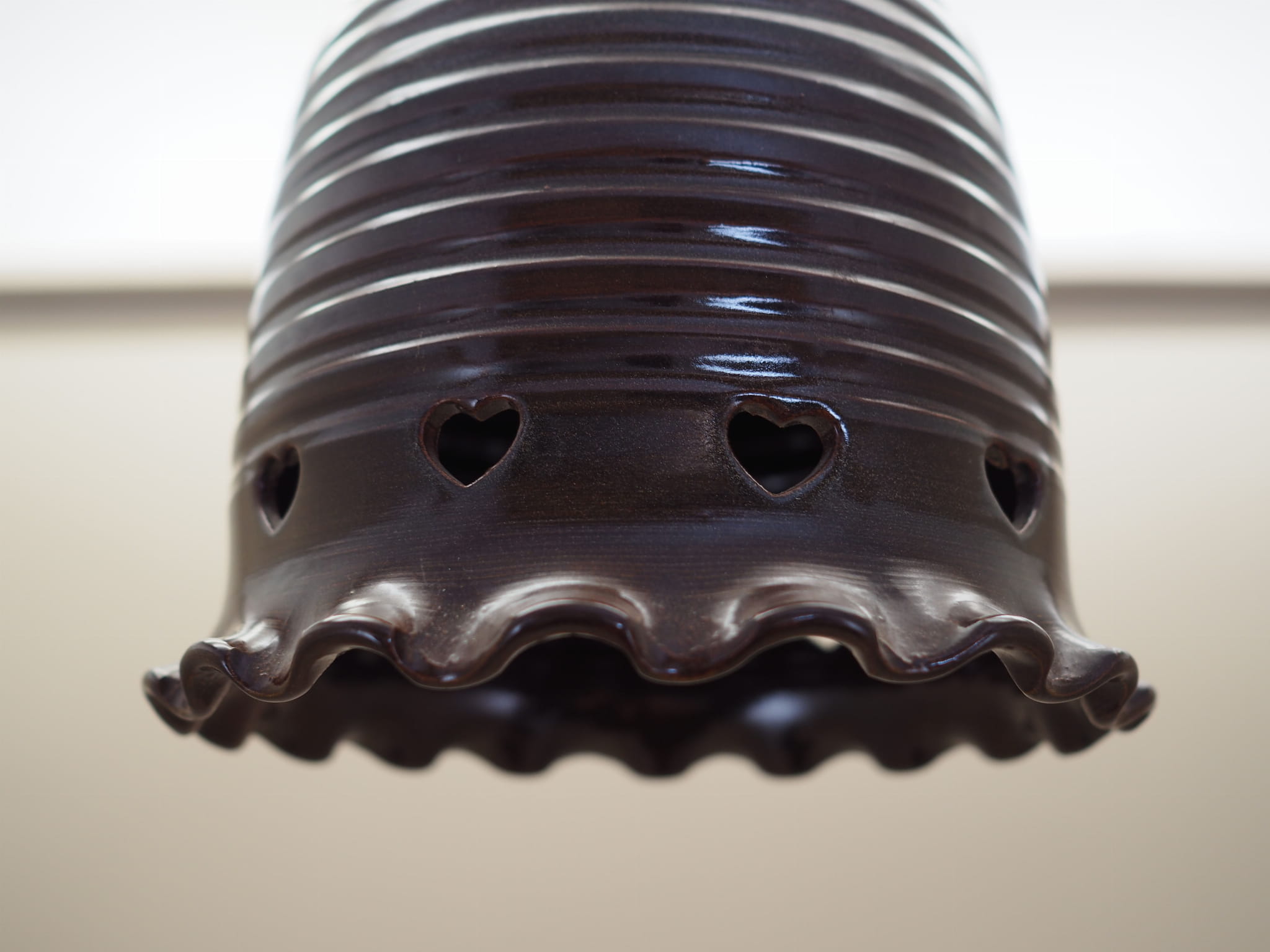 Vintage Pendant Lamp Ceramic Brown 1960s