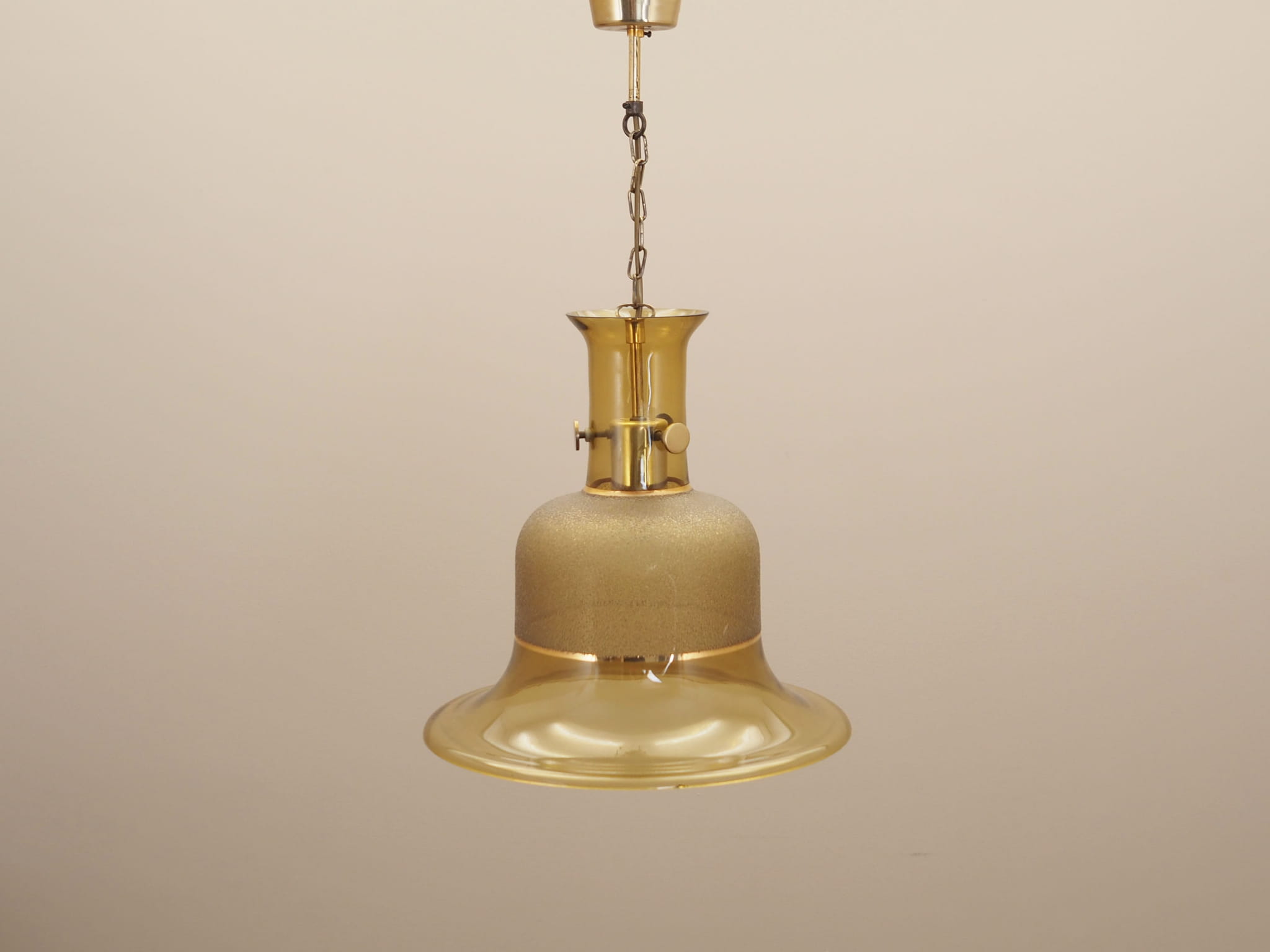 Pendant lamp glass metal gold 1960s