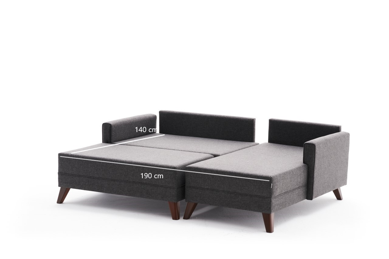 Bella Sofa Récamiere Rechts mit Hocker Anthrazit