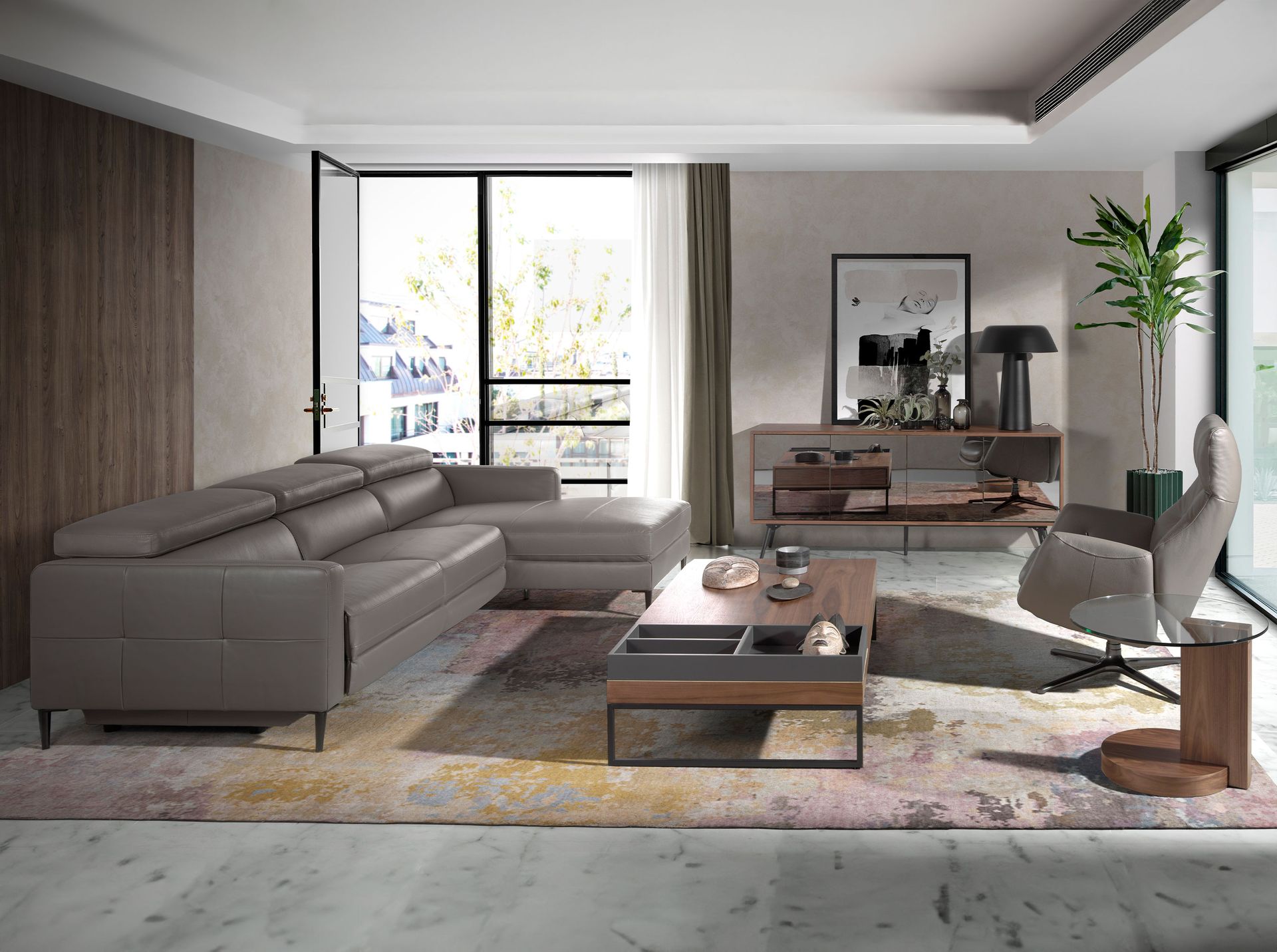 Armchair 5092 Swivel Leather Grey