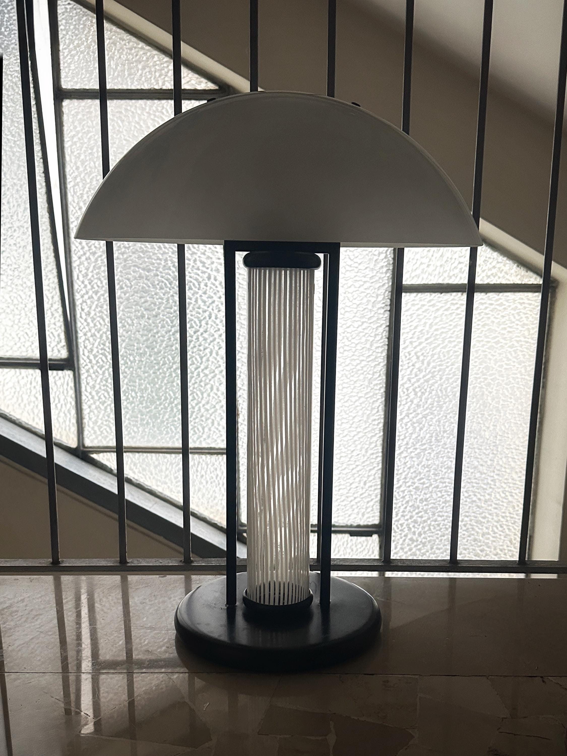 Vintage Bruno Gecchelin Table Lamp White 1980s