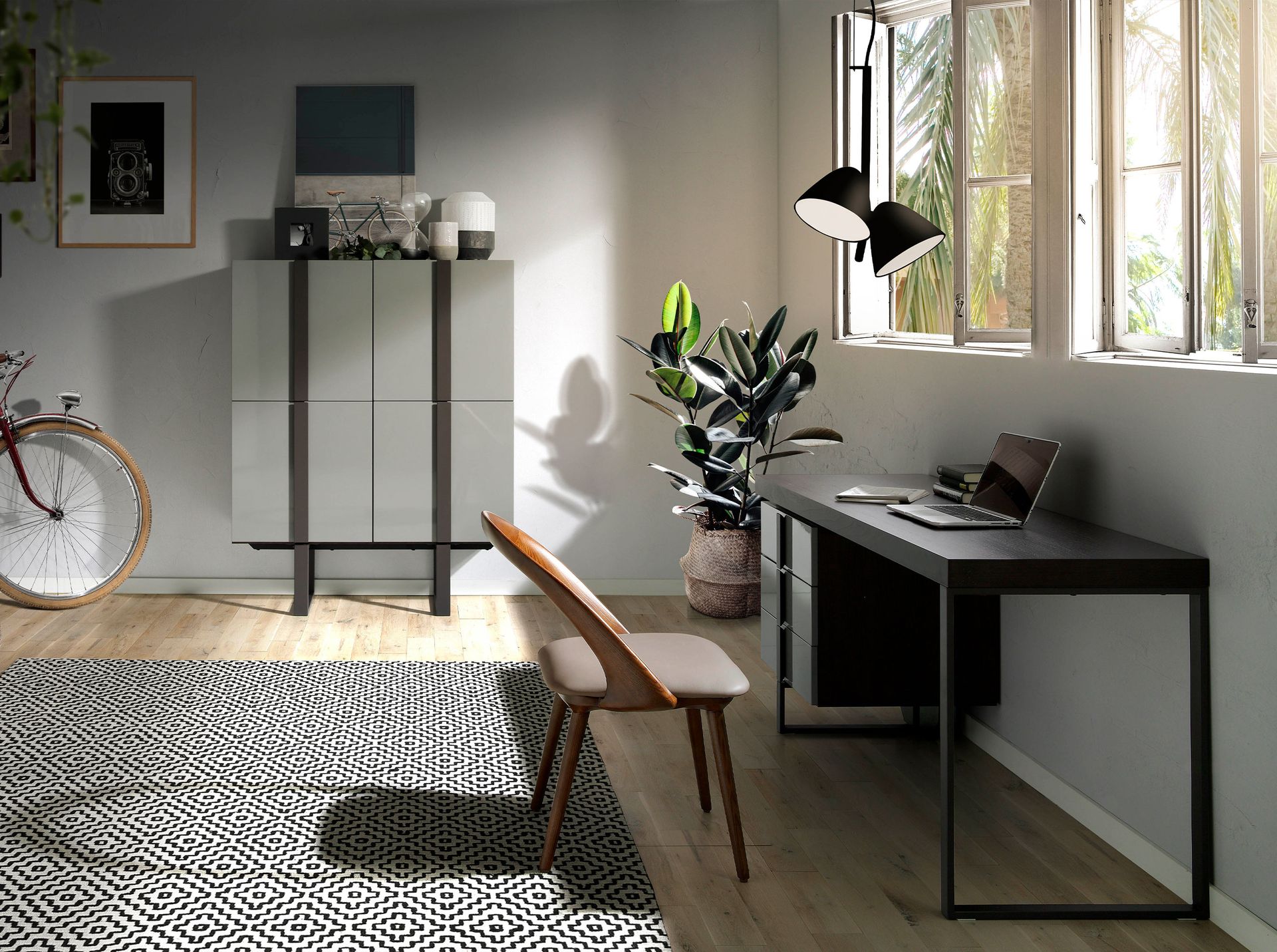 Dining chair faux leather gray