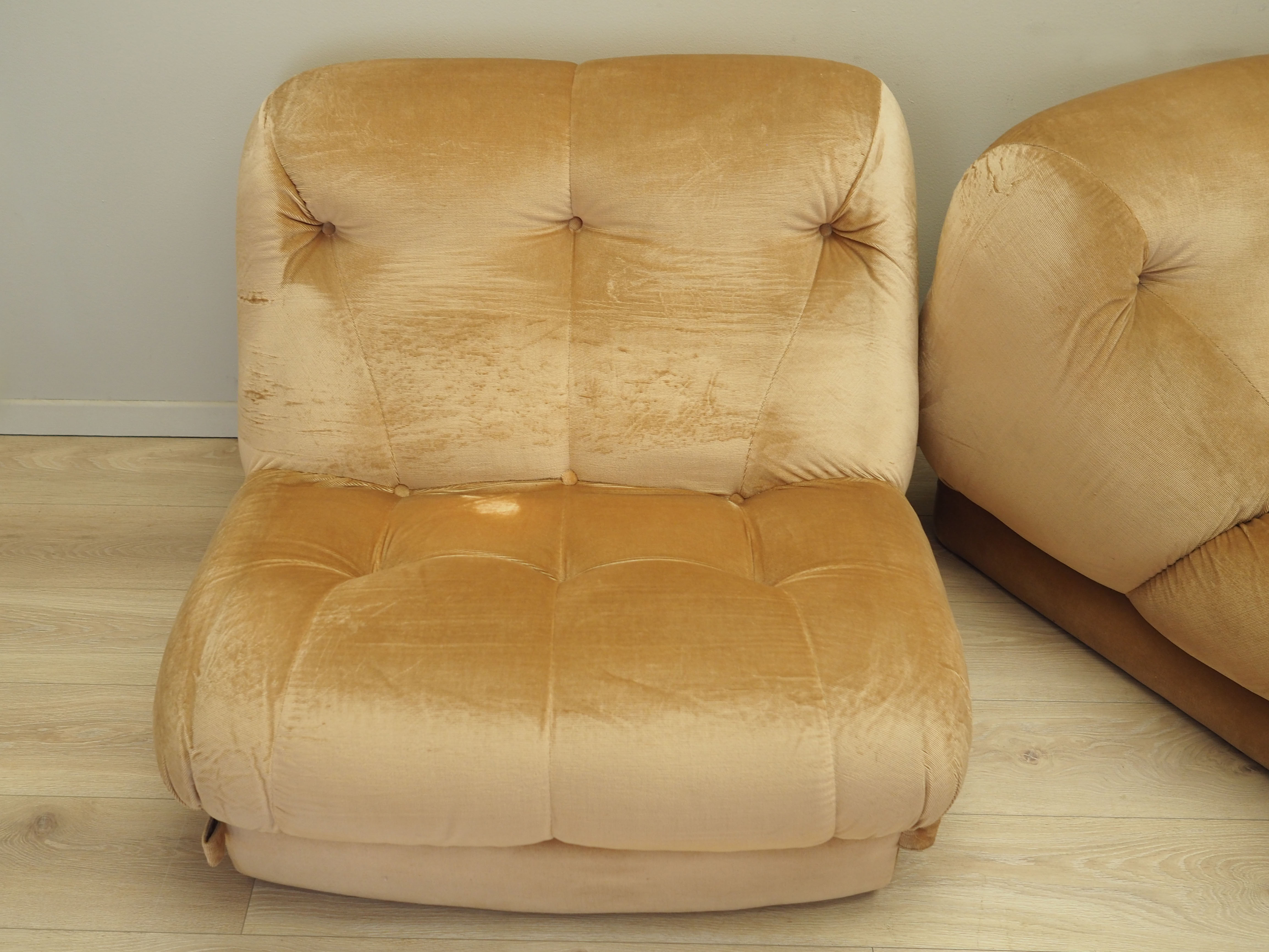 Modular corner sofa velvet 1960s