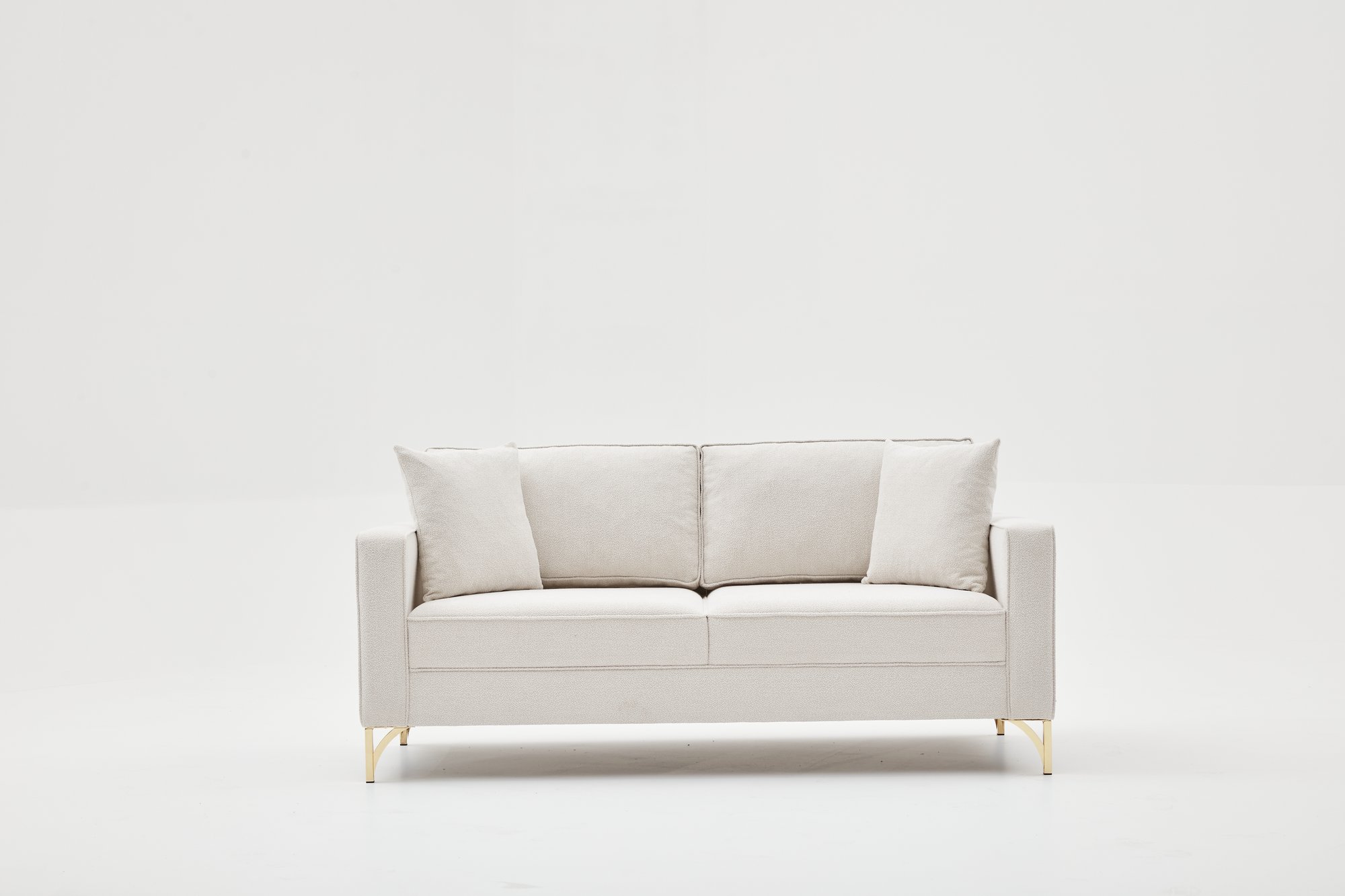 Lima Sofa 2-Sitzer Creme mit goldenen Beinen