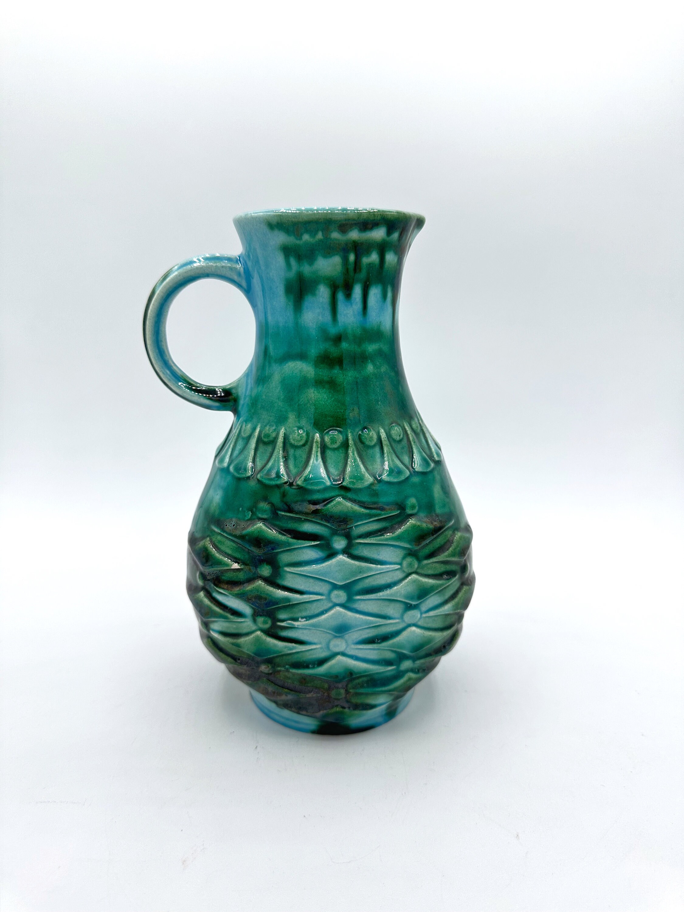 Vintage 1651 20 Fat Lava Henkelvase Keramik 1970er Jahre