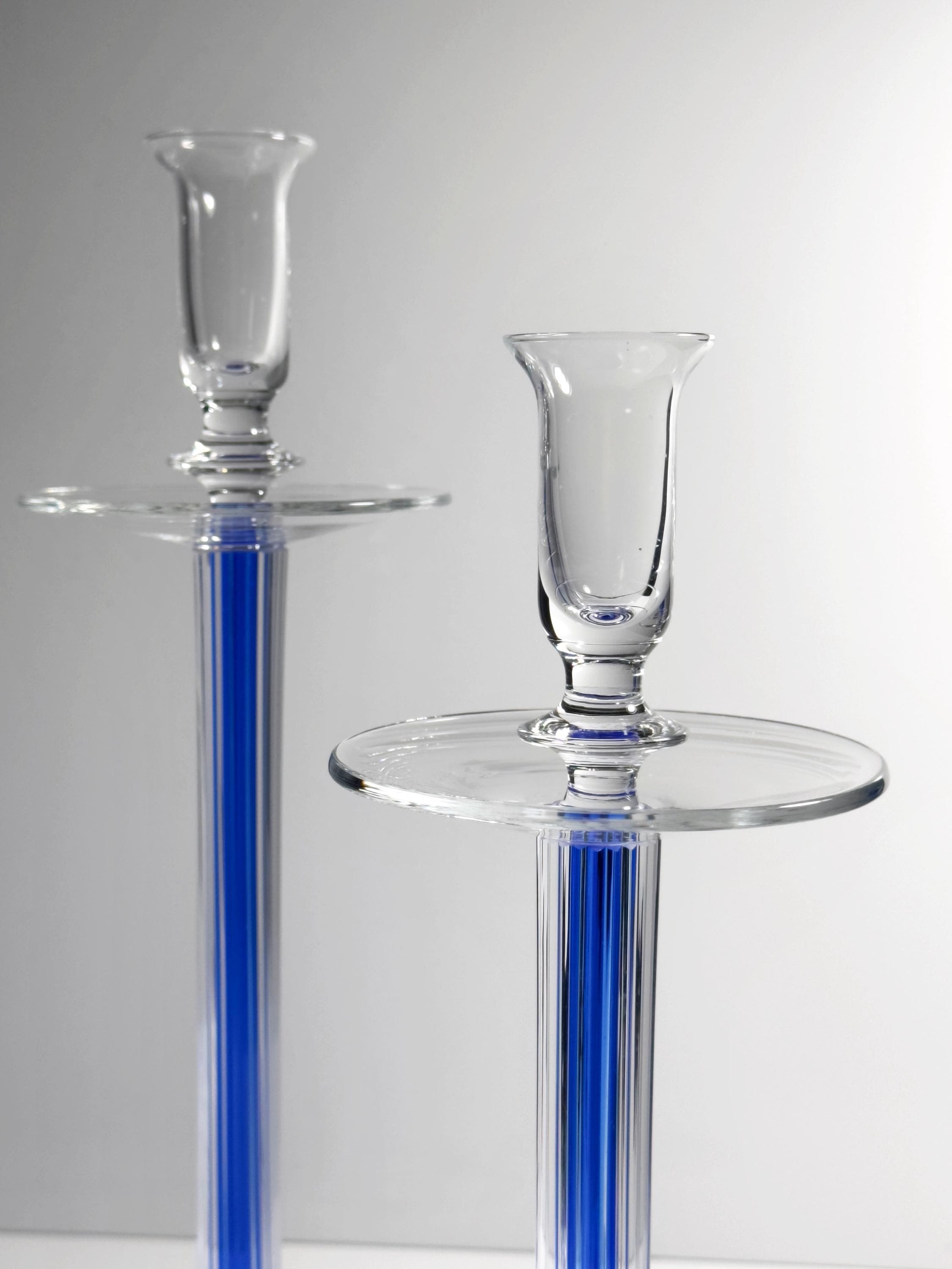 2x Vintage Glass Candle Holders 80s