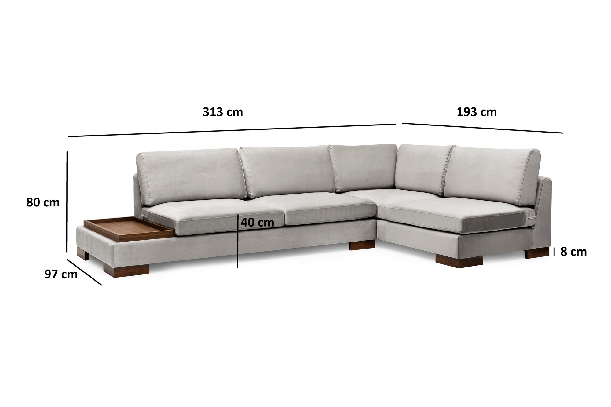 Tulip Ecksofa Rechts Hellgrau