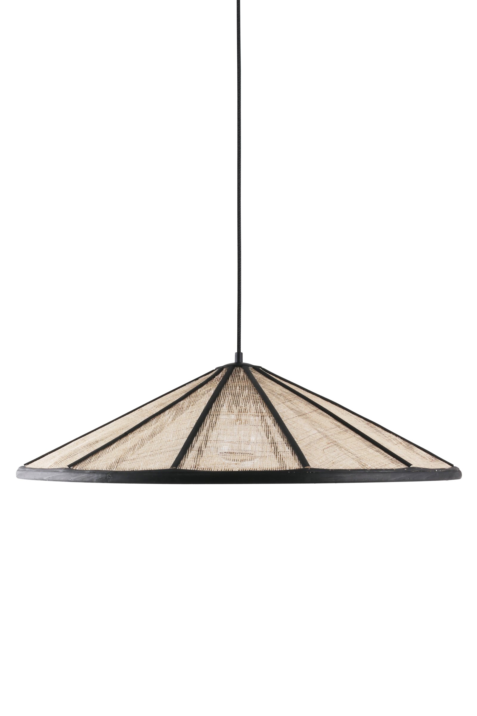 Akira Lampada a sospensione Lino Nero Naturale Ø 70cm