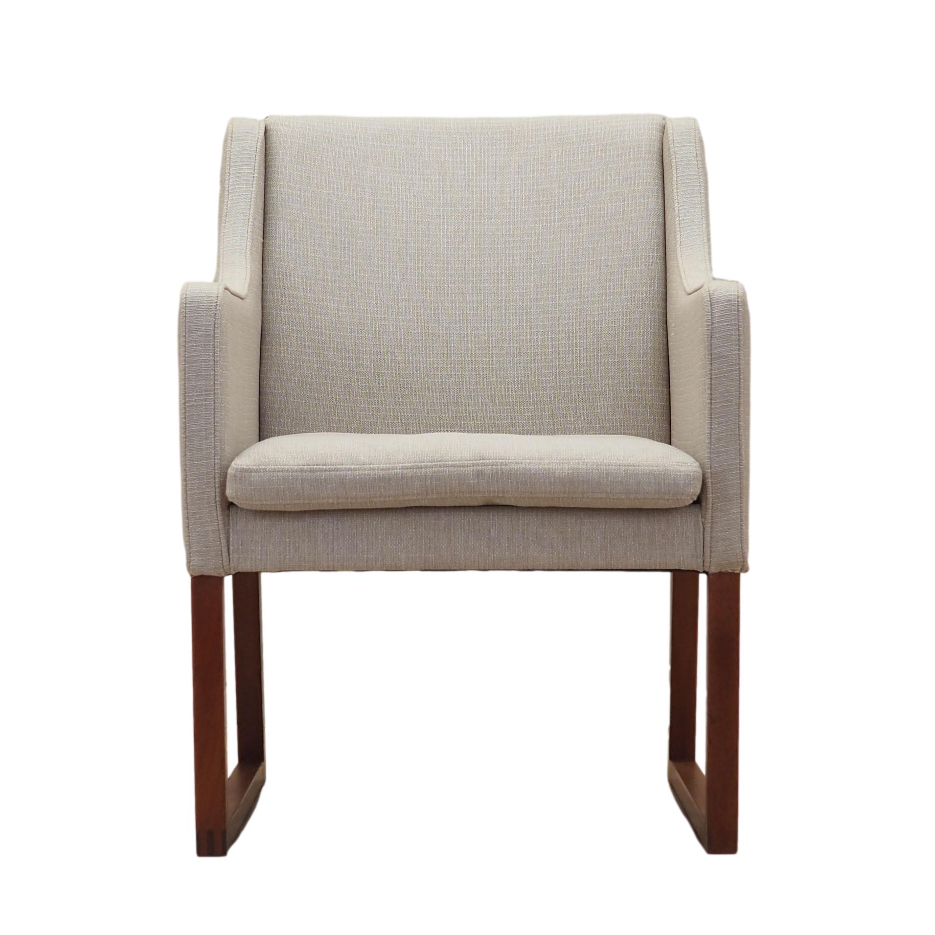 Sedia Vintage Teak Tessuto Beige Anni '70