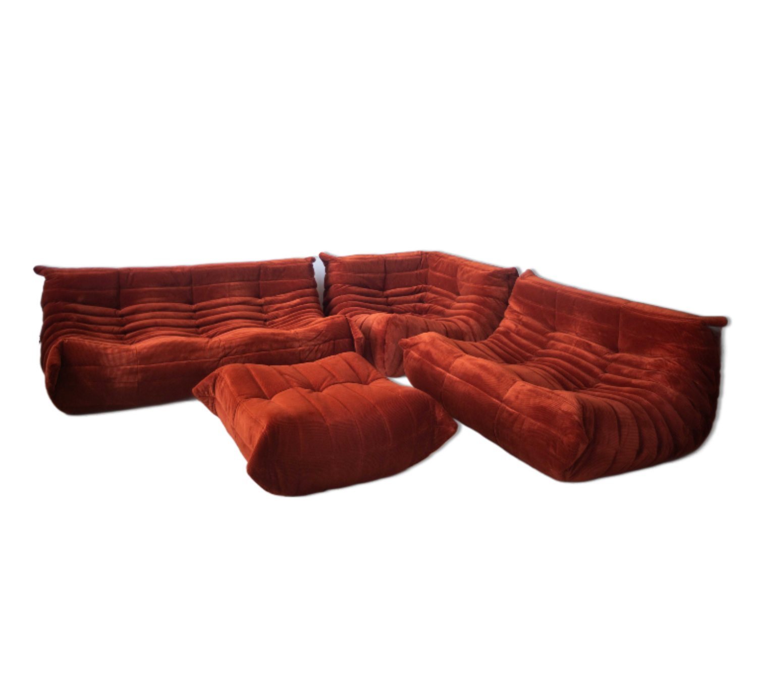 Togo Lounge Set 4 pz. Velluto a coste Arancione