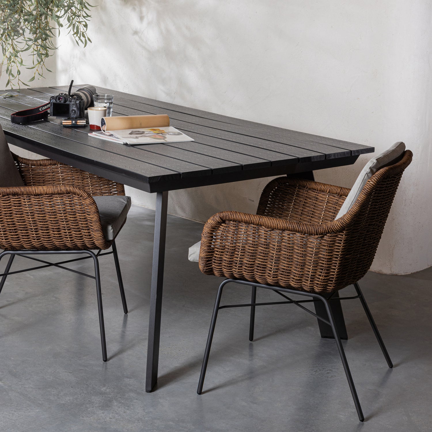 Veerle Garten Esstisch Aluminium Sperrholz Anthrazit