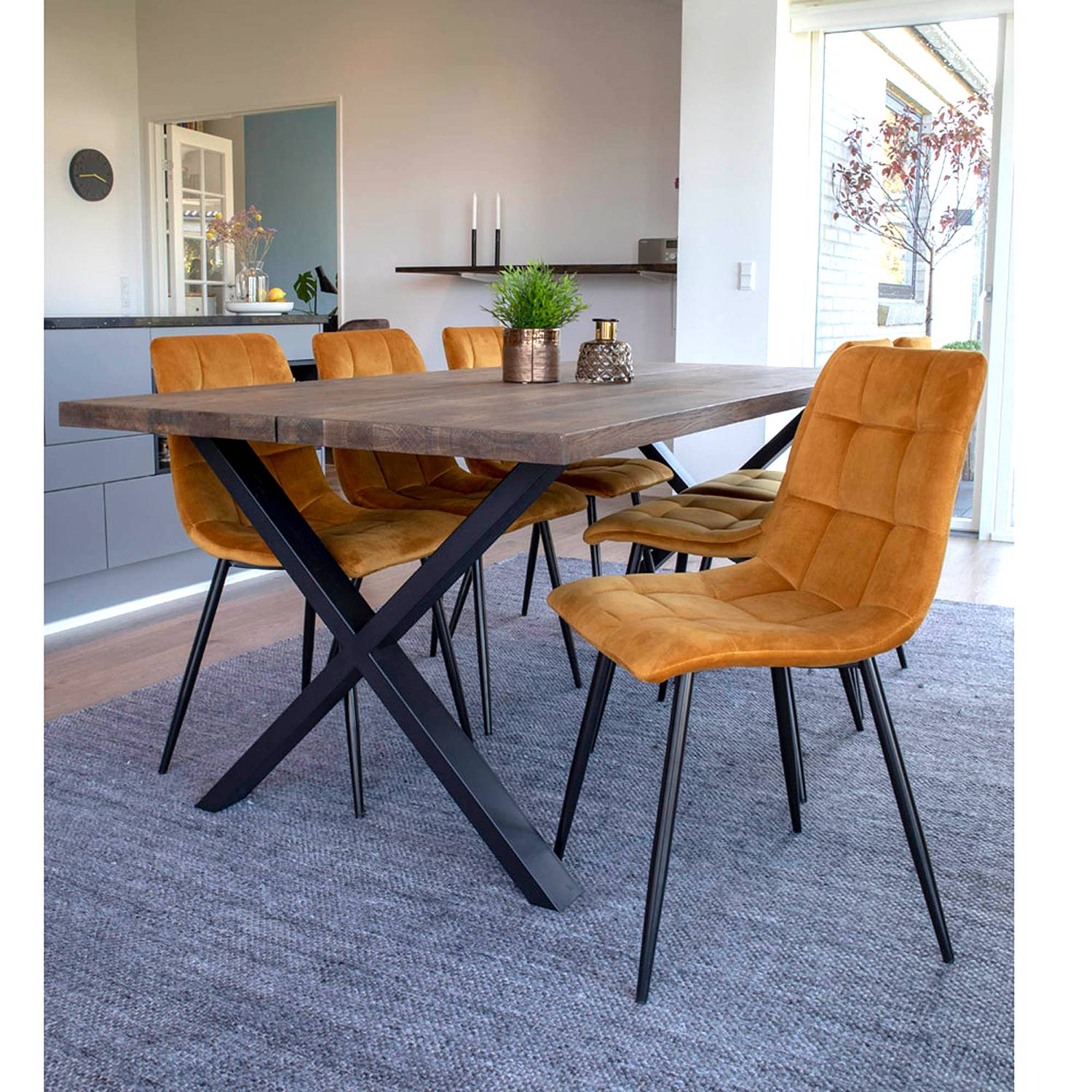 2x Middelfart Dining chair Steel Curry yellow