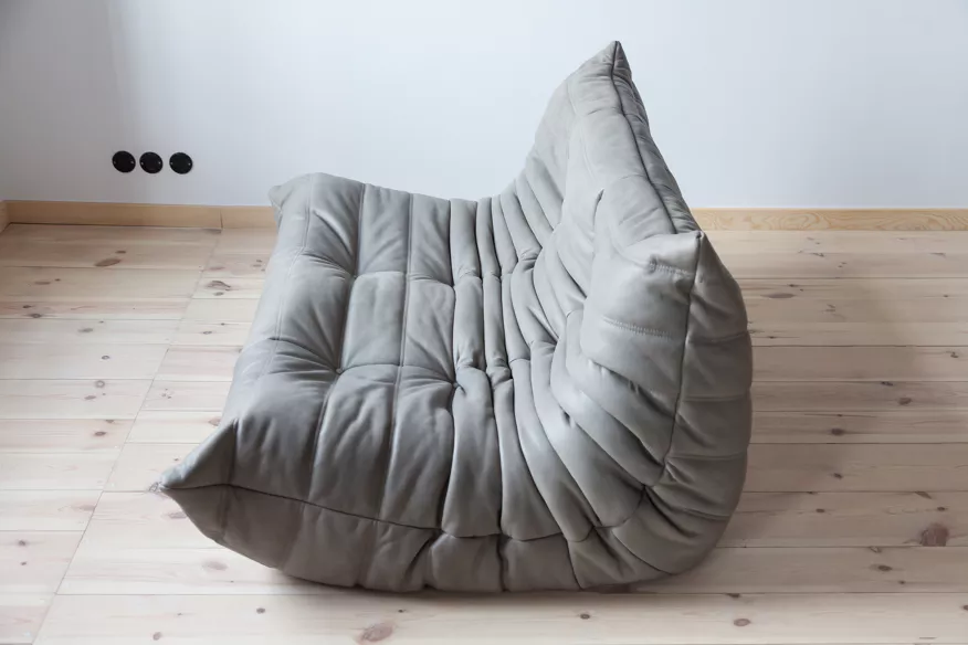 Togo Lounge Set 2 pezzi Pelle Madras Grigio cenere