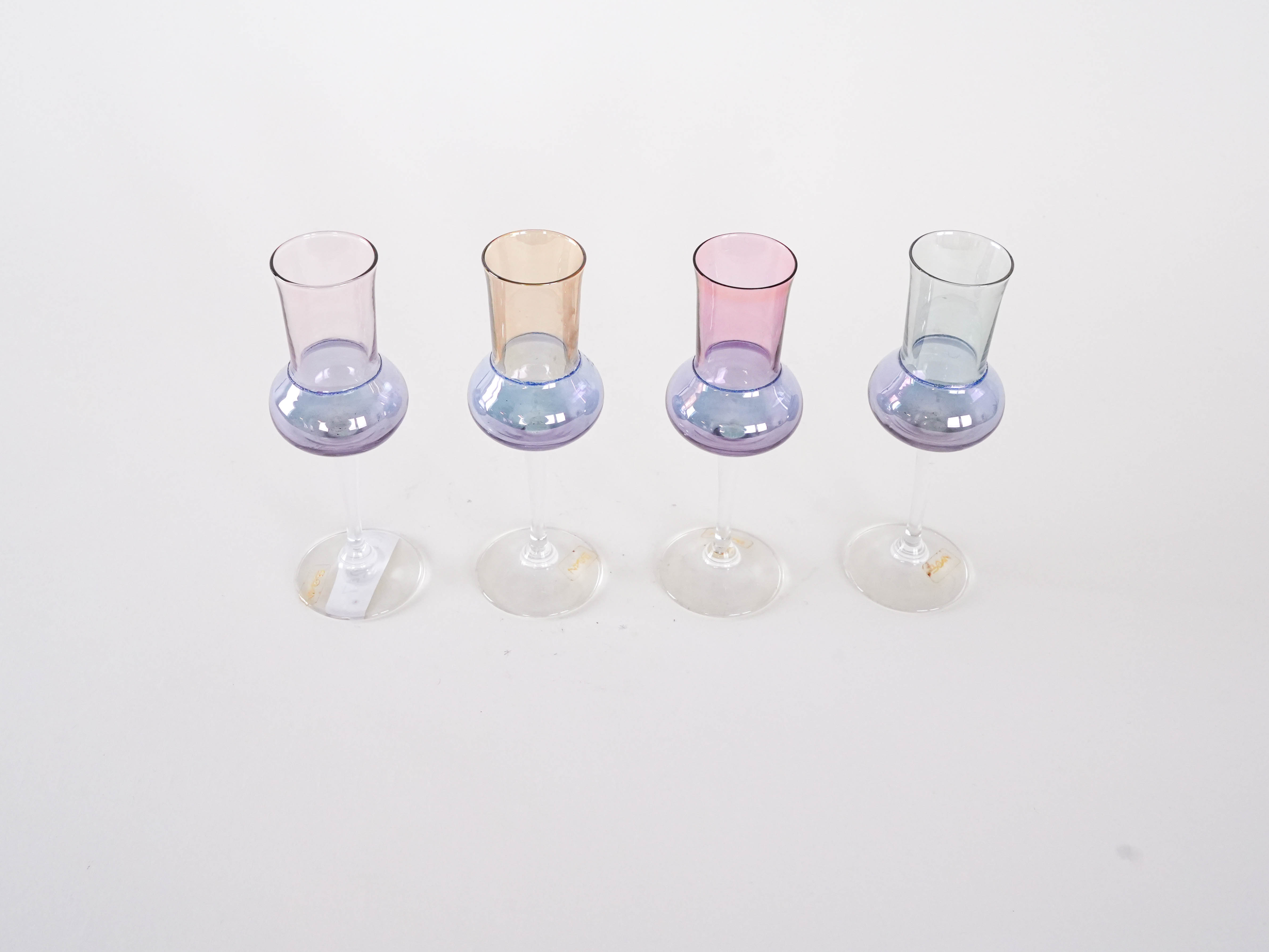Glass set pastel colors 1970s