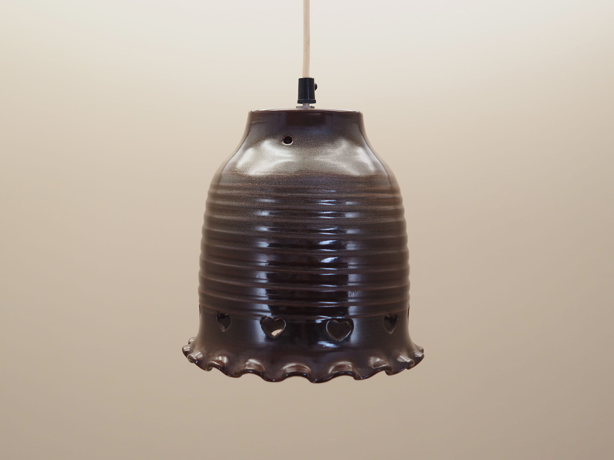 Vintage Pendant Lamp Ceramic Brown 1960s