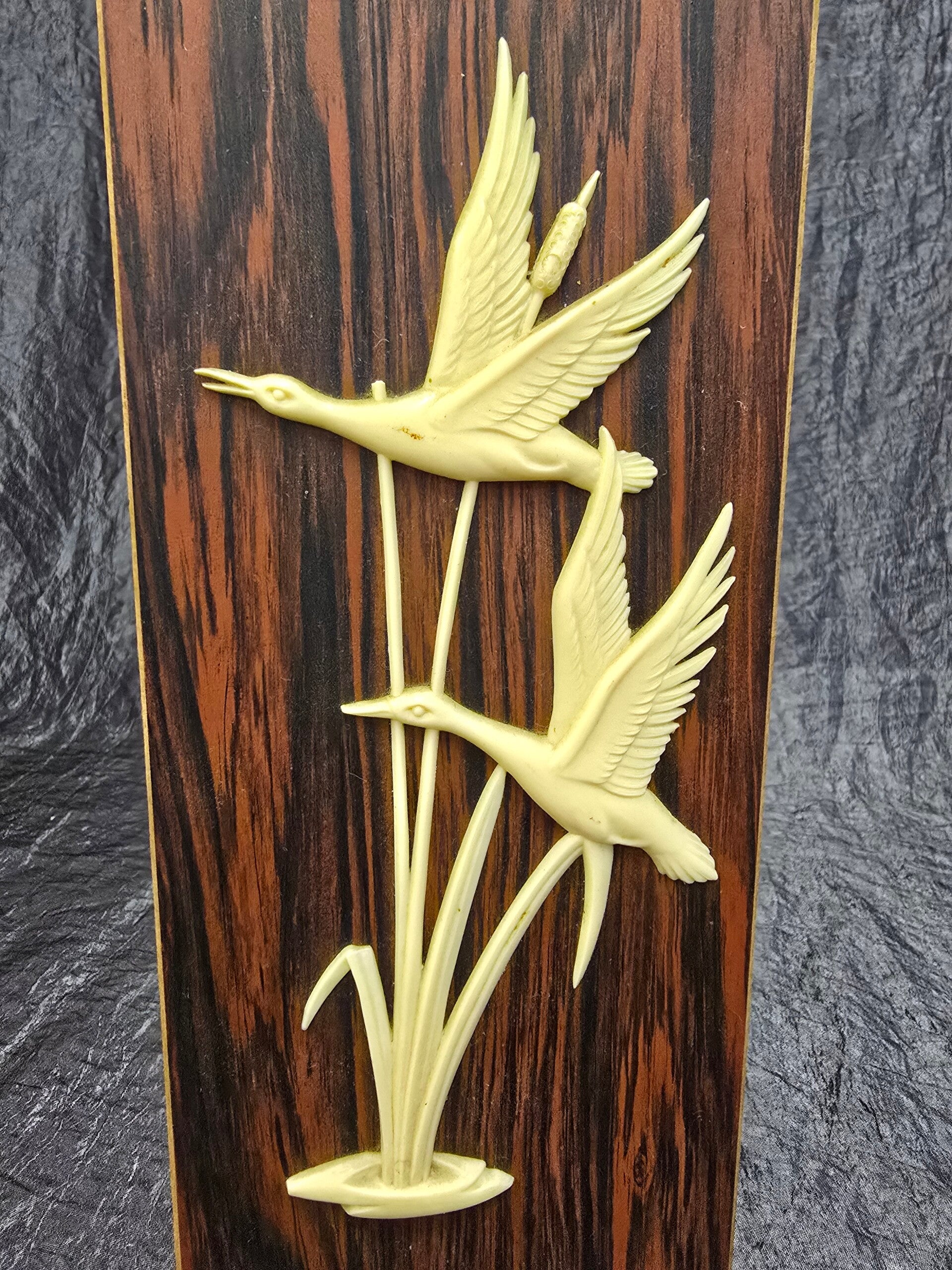 Vintage Wandbild Holz Kunststoff Creme