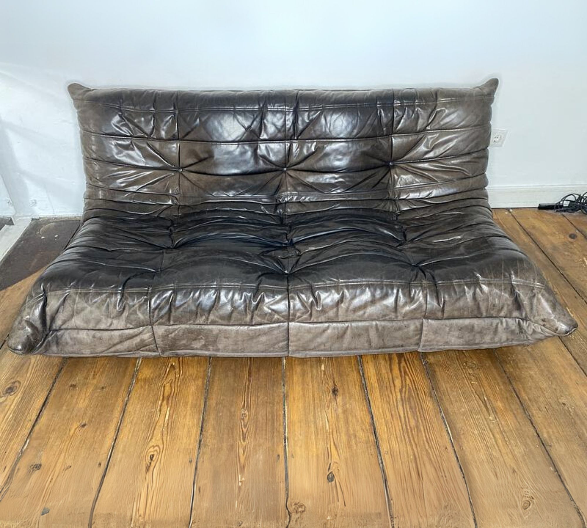 Togo Sofa 3-Sitzer Leder Schwarz