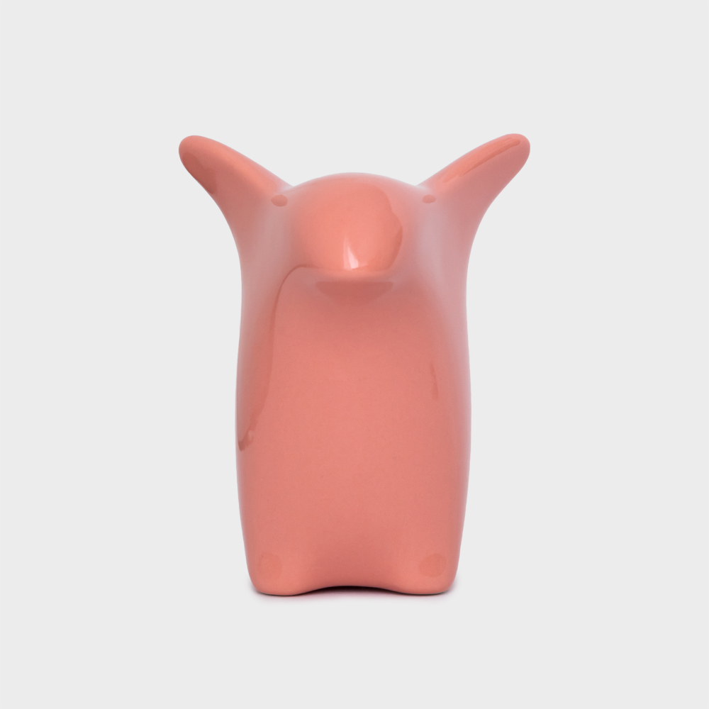 Curious Penguin Decorative Figure Porcelain Salmon Pink