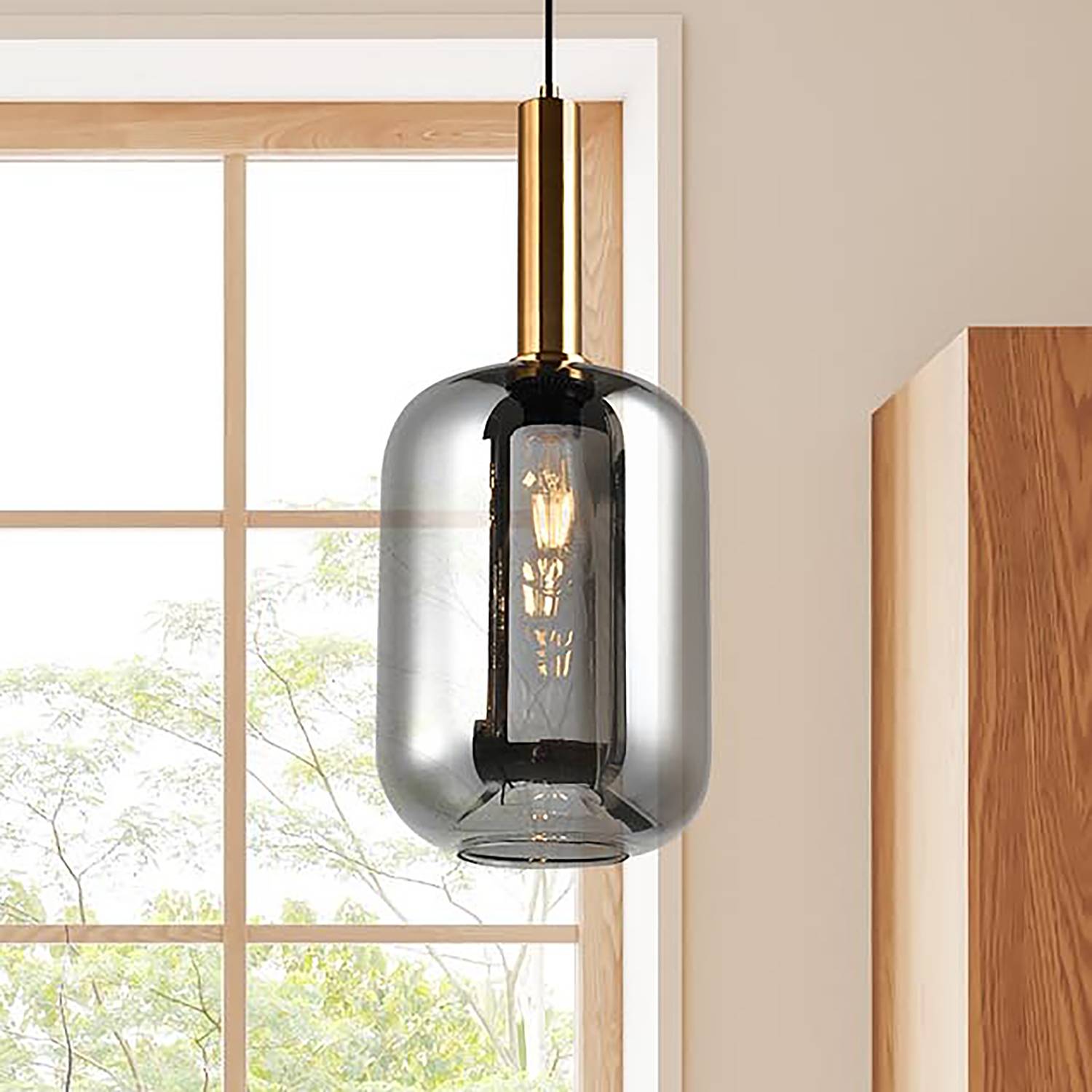 Fumo Pendelleuchte Eisen Schwarz 22cm