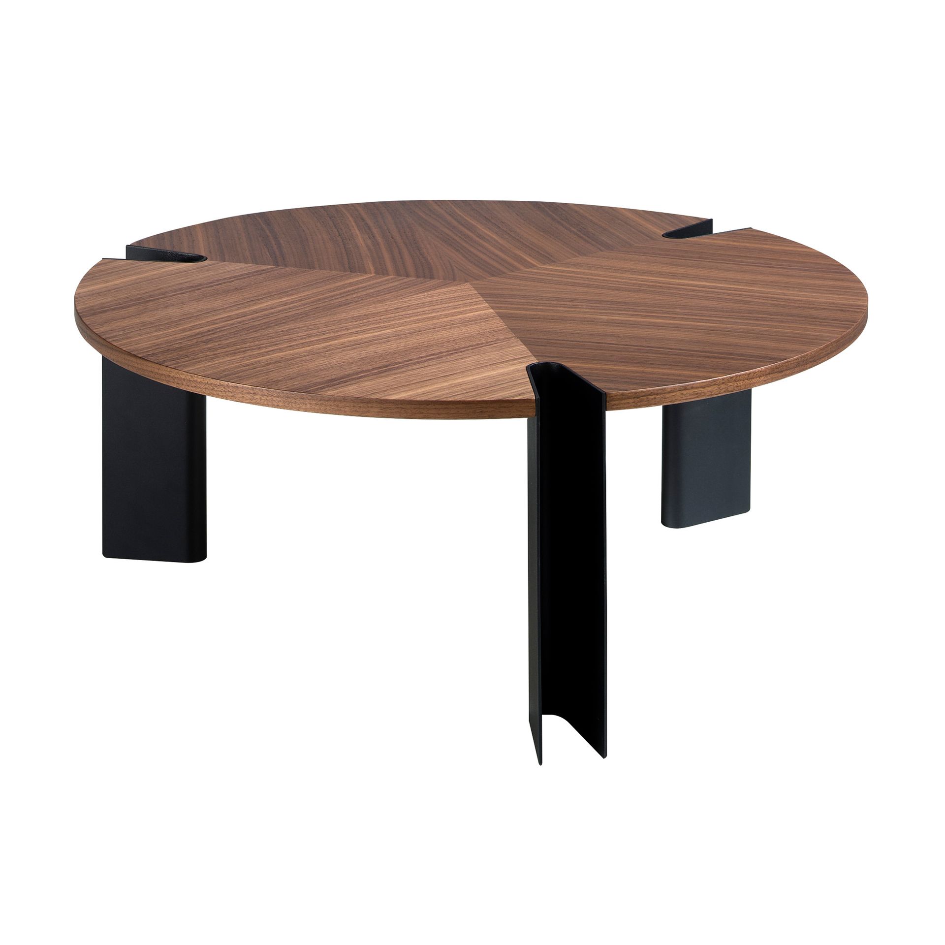 Couchtisch Walnussfurnier Edelstahl Braun Ø 90cm