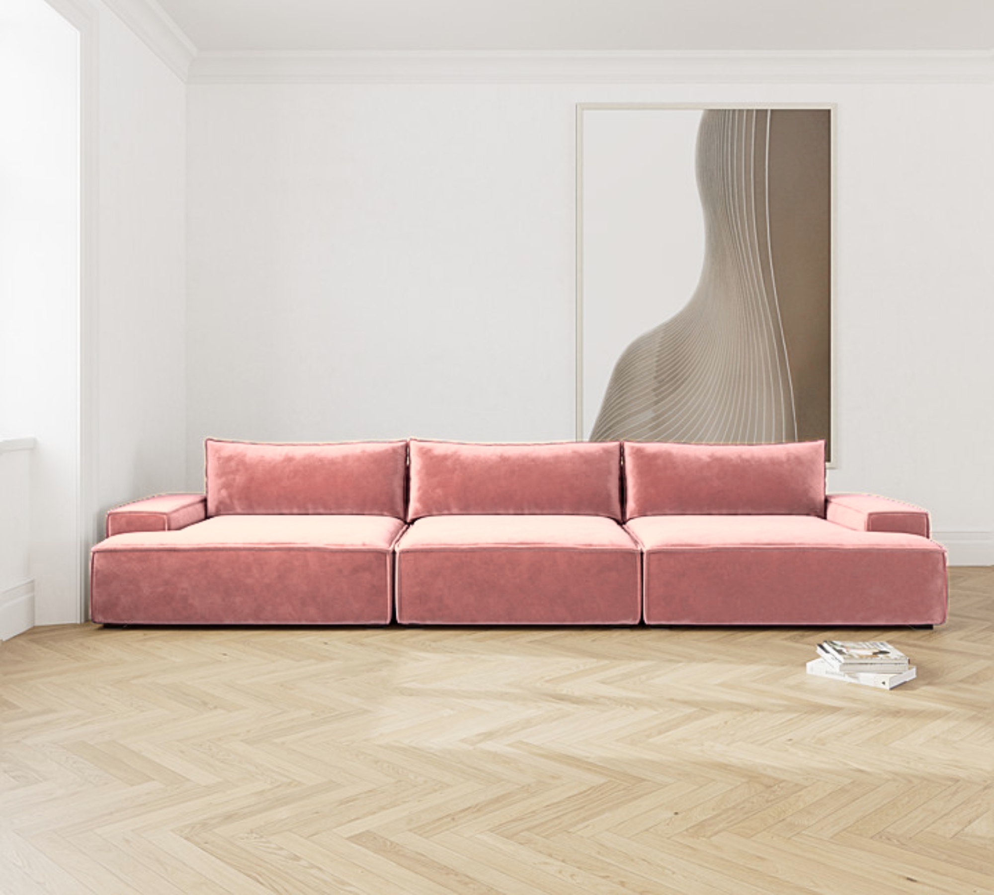 Daphne Fußhocker Modul Velour Lux Vintage Rosa