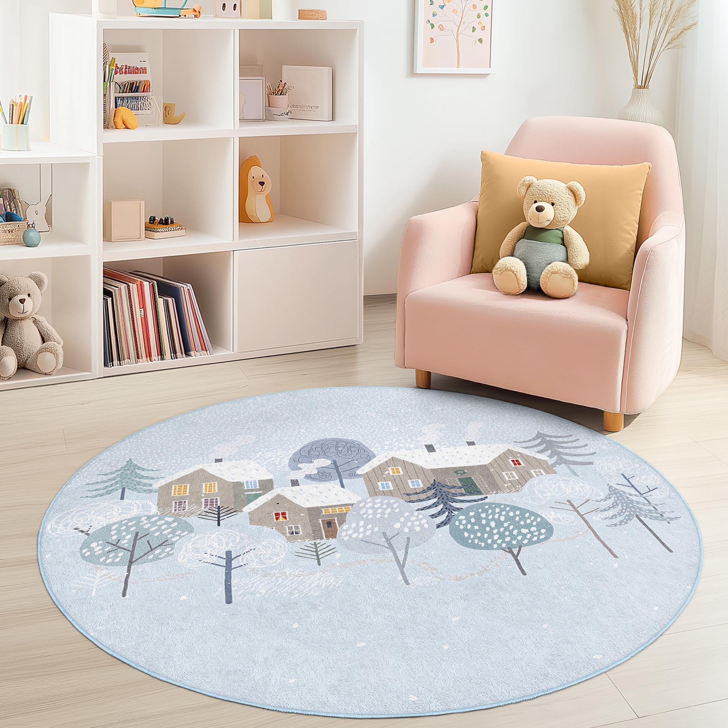 Winter Wonderland Children's Rug Multicolored Ø150cm
