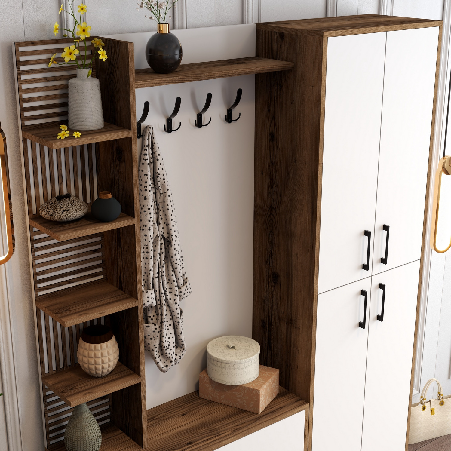 Extend Guardaroba Marrone Noce Bianco 150cm x 200cm