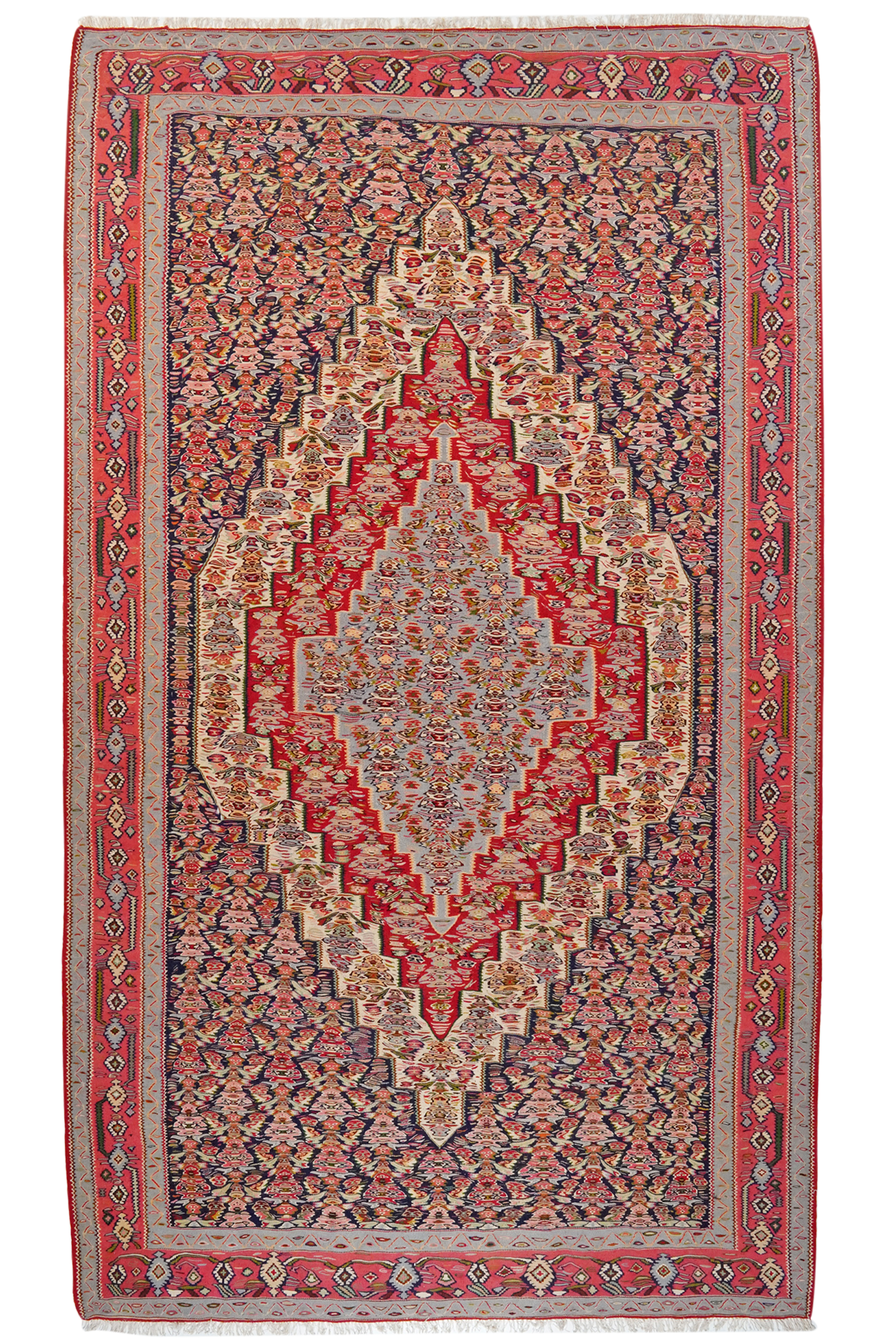 Kilim Senneh Teppich Braun Rot