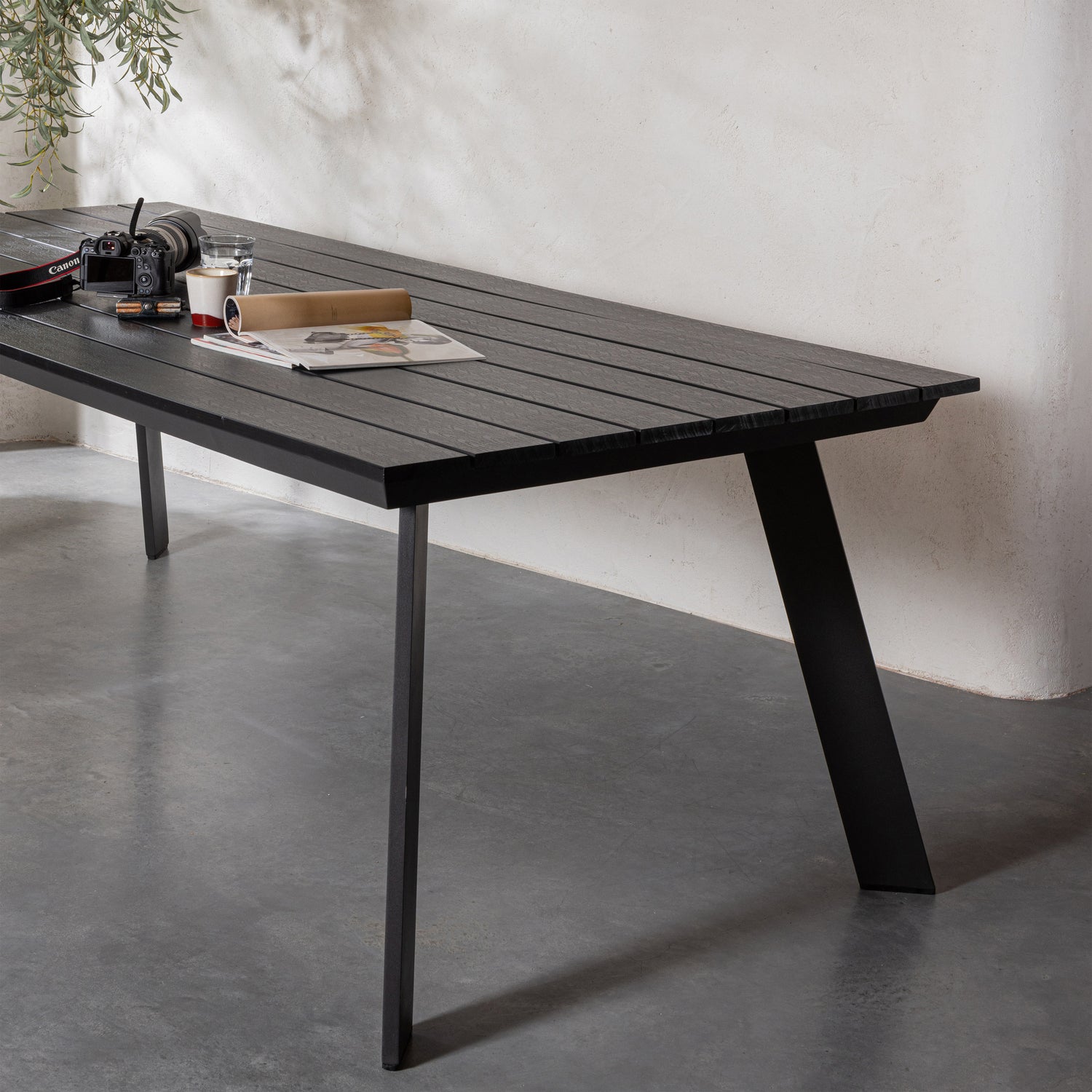 Veerle Garten Esstisch Aluminium Sperrholz Anthrazit