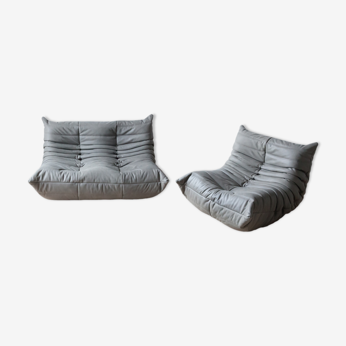 Togo Lounge Set 2-pc. Madras Leather Ash Grey