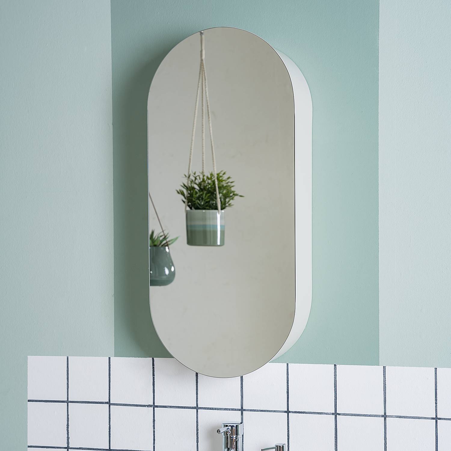 Mirror cabinet LINDHOLM oval White